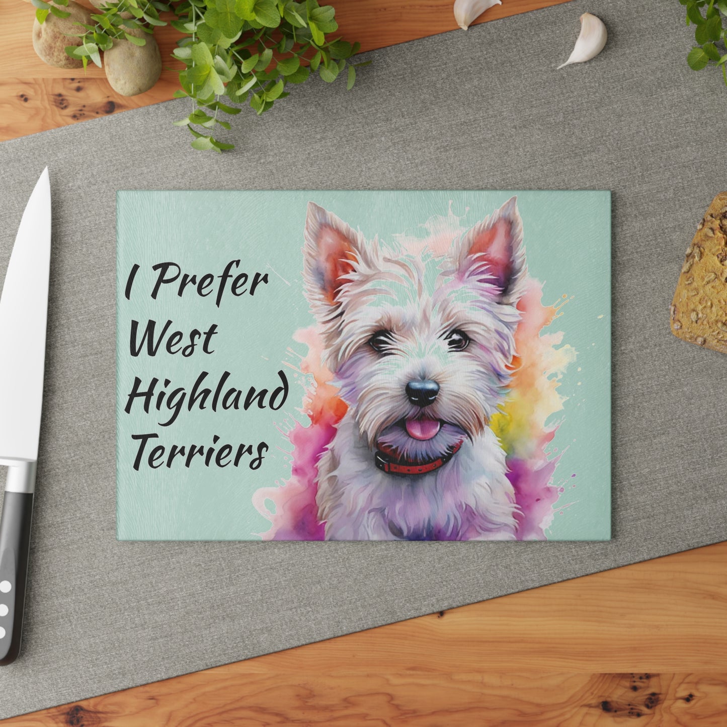 Tabla de cortar para West Highland Terrier, tabla de cortar para Westie, regalo para West Highland Terrier, regalo para Westie, me encantan los Westies, regalos para amantes de los perros