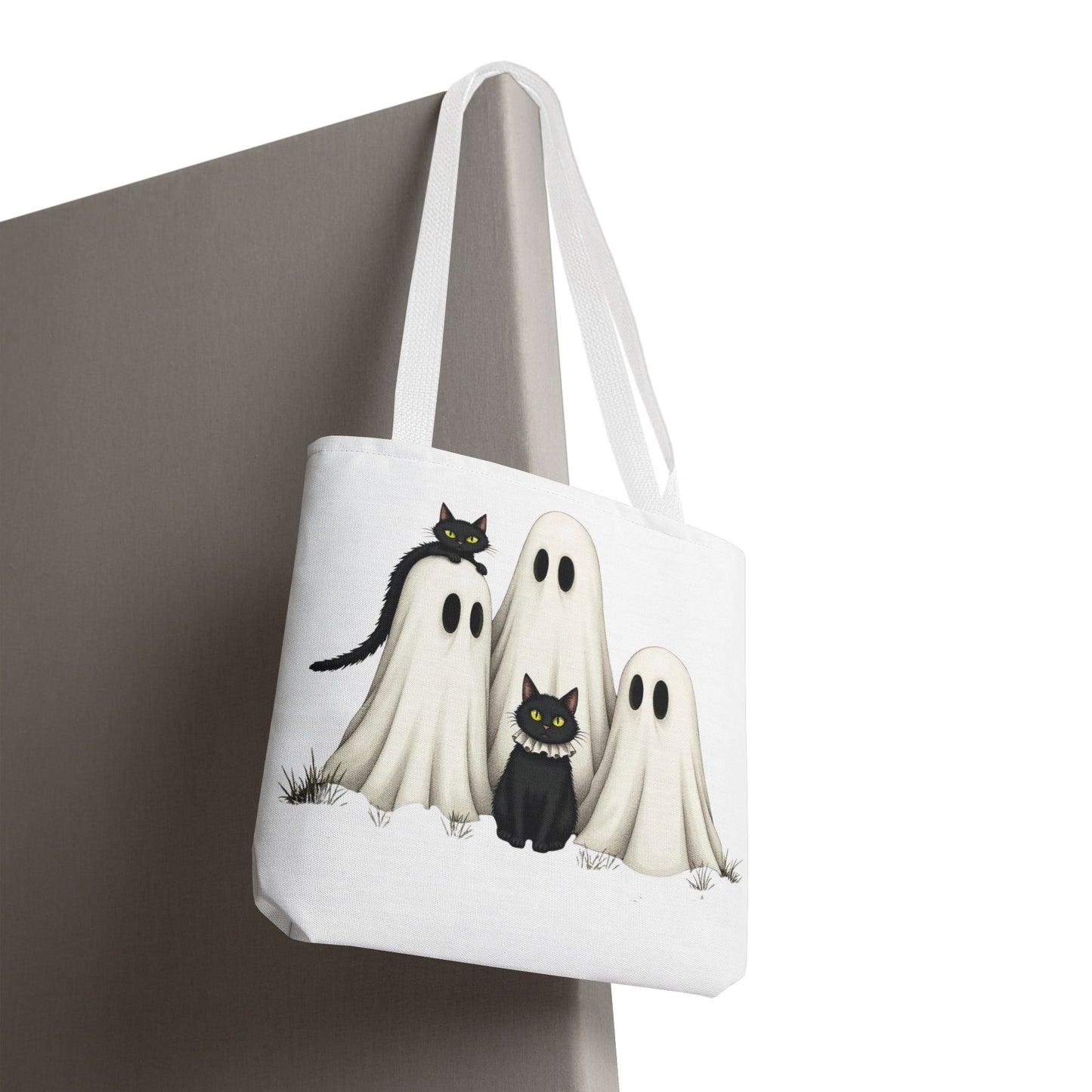 ๐โโฌ Ghosts & Black Cats Halloween Tote Bag โ Spooky Chic Retro Vibes ๐ป๐