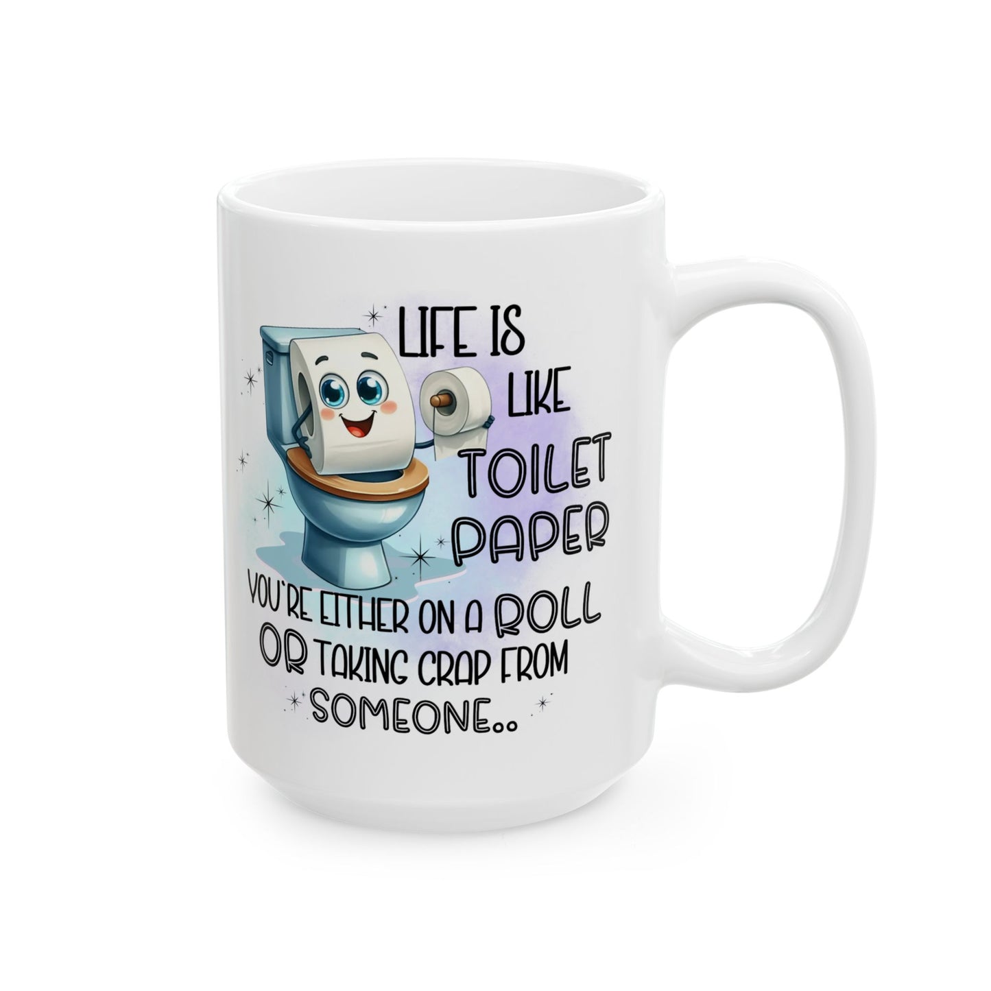 Taza de café "La vida es como el papel higiénico": humor de baño divertidísimo en cada sorbo