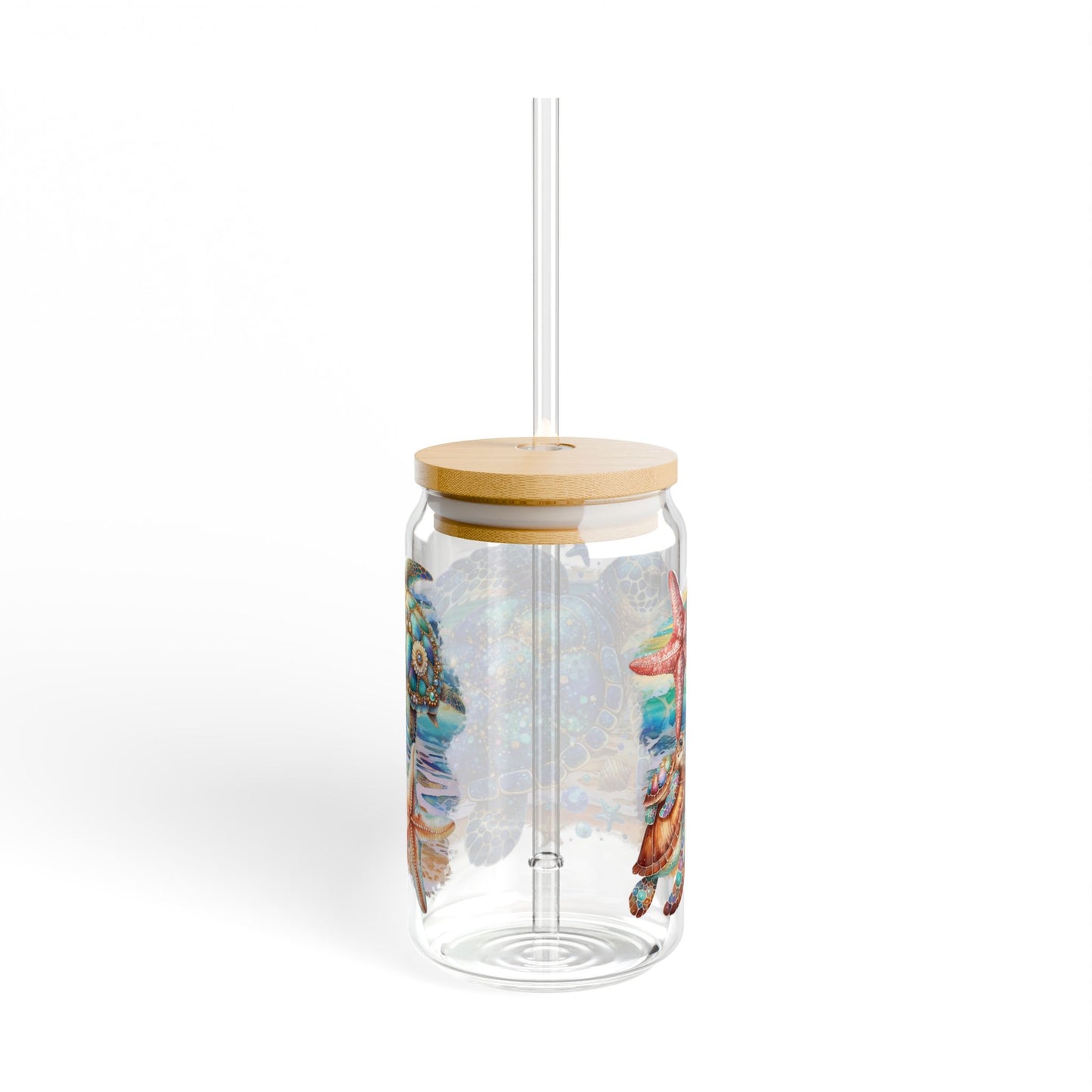Vaso para sorber con forma de tortuga y estrella de mar: 16 oz. Ambiente playero tropical en cada sorbo.