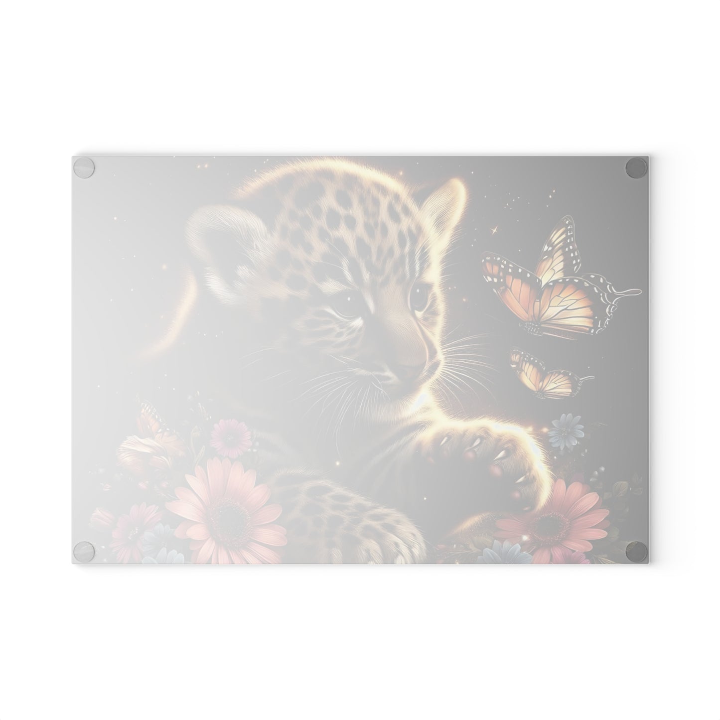 🐆 Baby Leopard & Butterflies Cutting Board – Gentle Jungle Charm for Your Kitchen 🌸🦋