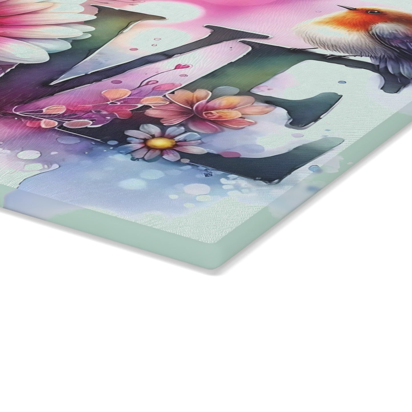 Tabla de cortar, diseño de amor con pájaros y girasoles, decoración de cocina, bandeja de vidrio para servir, regalo de inauguración de la casa, utensilio de cocina