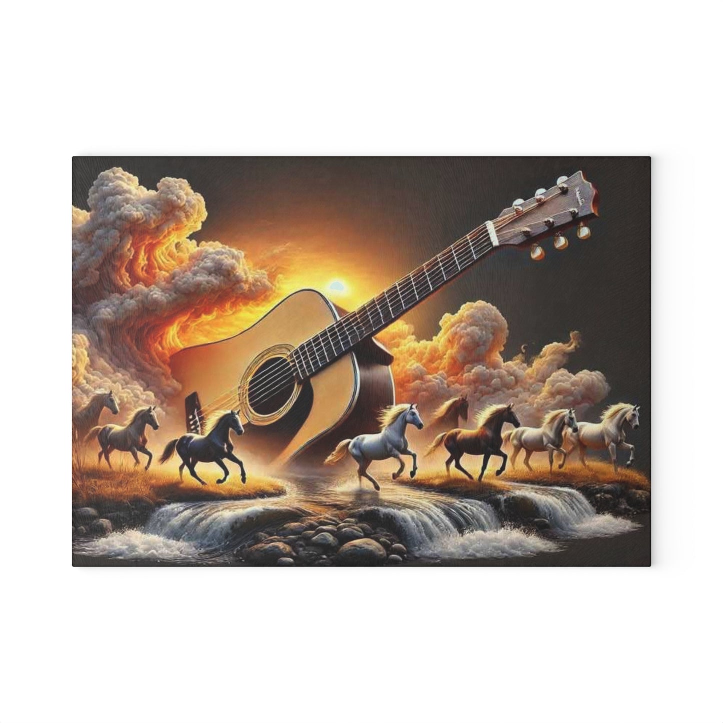 Horse and Guitar, Rustic Decor, Horse Lover Gifts, Music Kitchen Accessories, Glass Cutting Board, Country Home Decor, Rustic Cutting Board