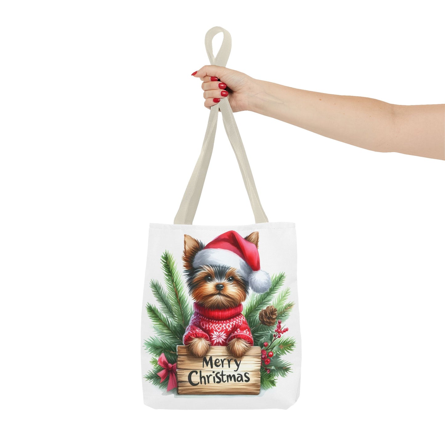 📦🐶 Yorkie Christmas Tote Bag – Tiny Terrier Holiday Charm in Every Carry 🎄