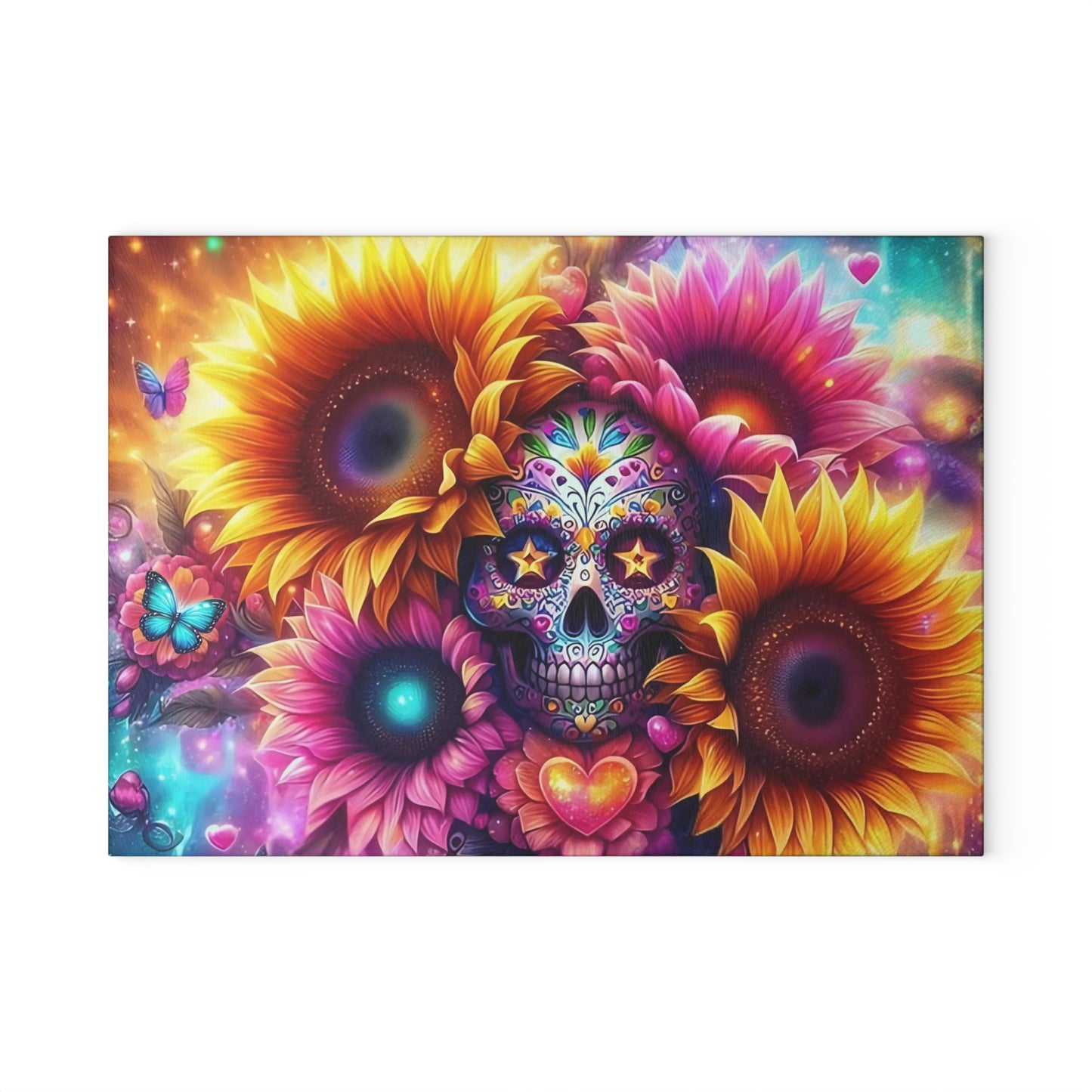 🌻💀 Sugar Skull & Sunflowers Cutting Board – Bold Día de los Muertos Vibes for Your Kitchen