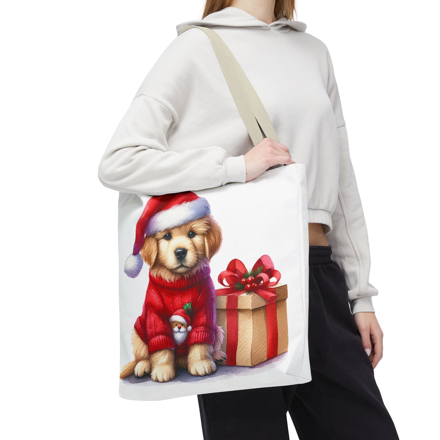 🎄 Golden Retriever Puppy Christmas Tote Bag – Festive Charm for Dog Lovers 🐶