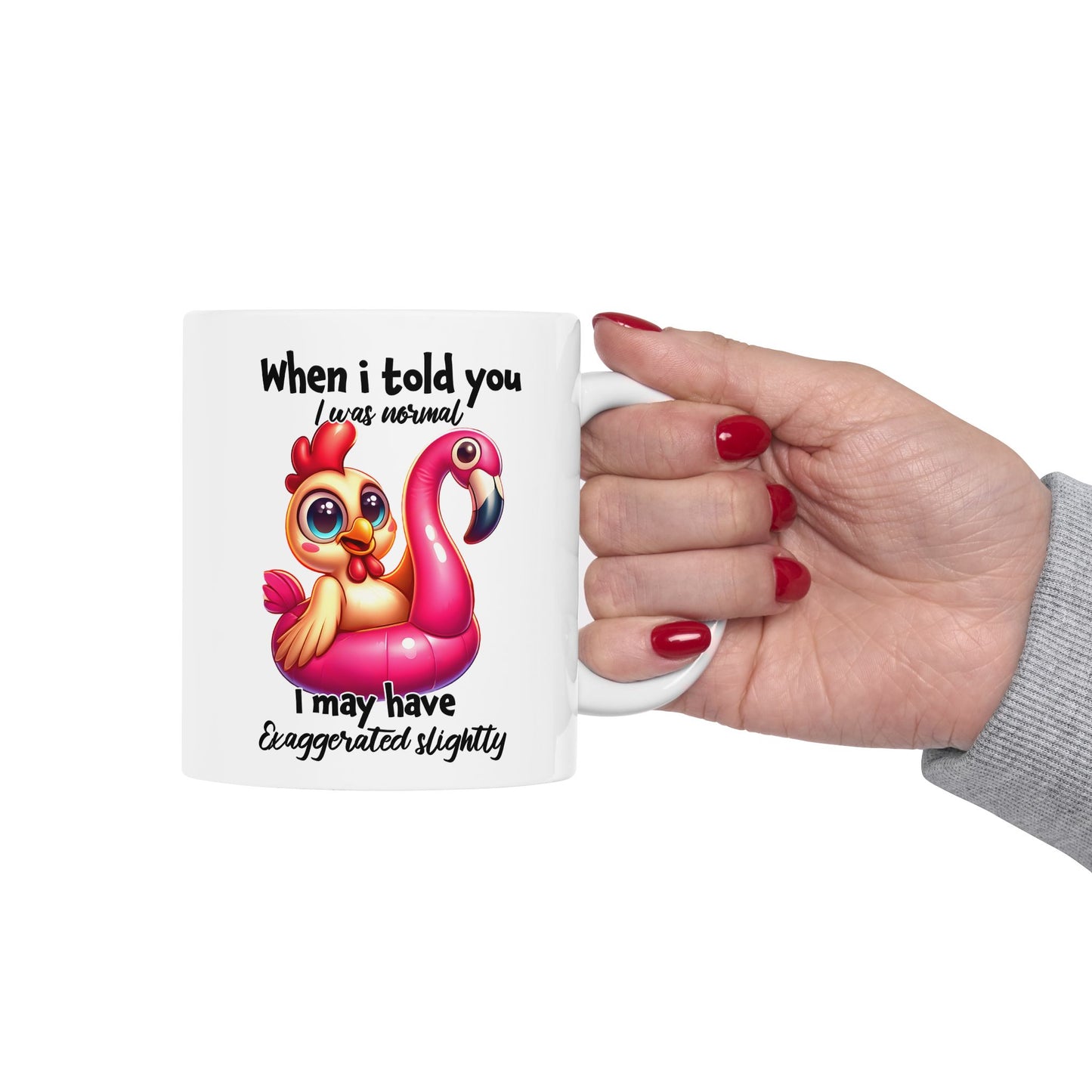 🐔 Yo era normal – Taza divertida de flamenco y pollo 🦩