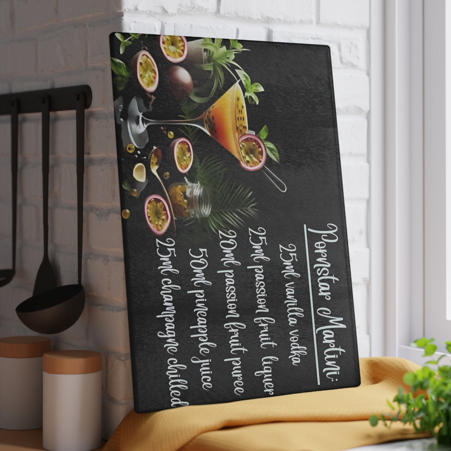 🍸 Pornstar Martini Recipe Cutting Board – Flirty, Fun, & Fabulous Kitchen Decor