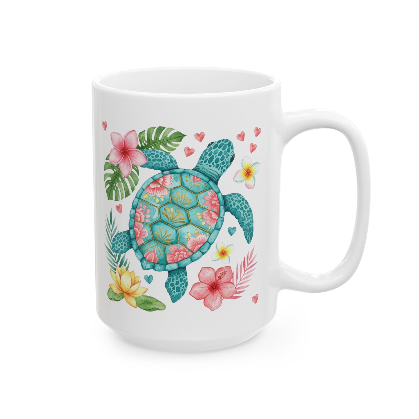 🌺 Tropical Sea Turtle Mug – Island Vibes & Floral Bliss 🐢🌴