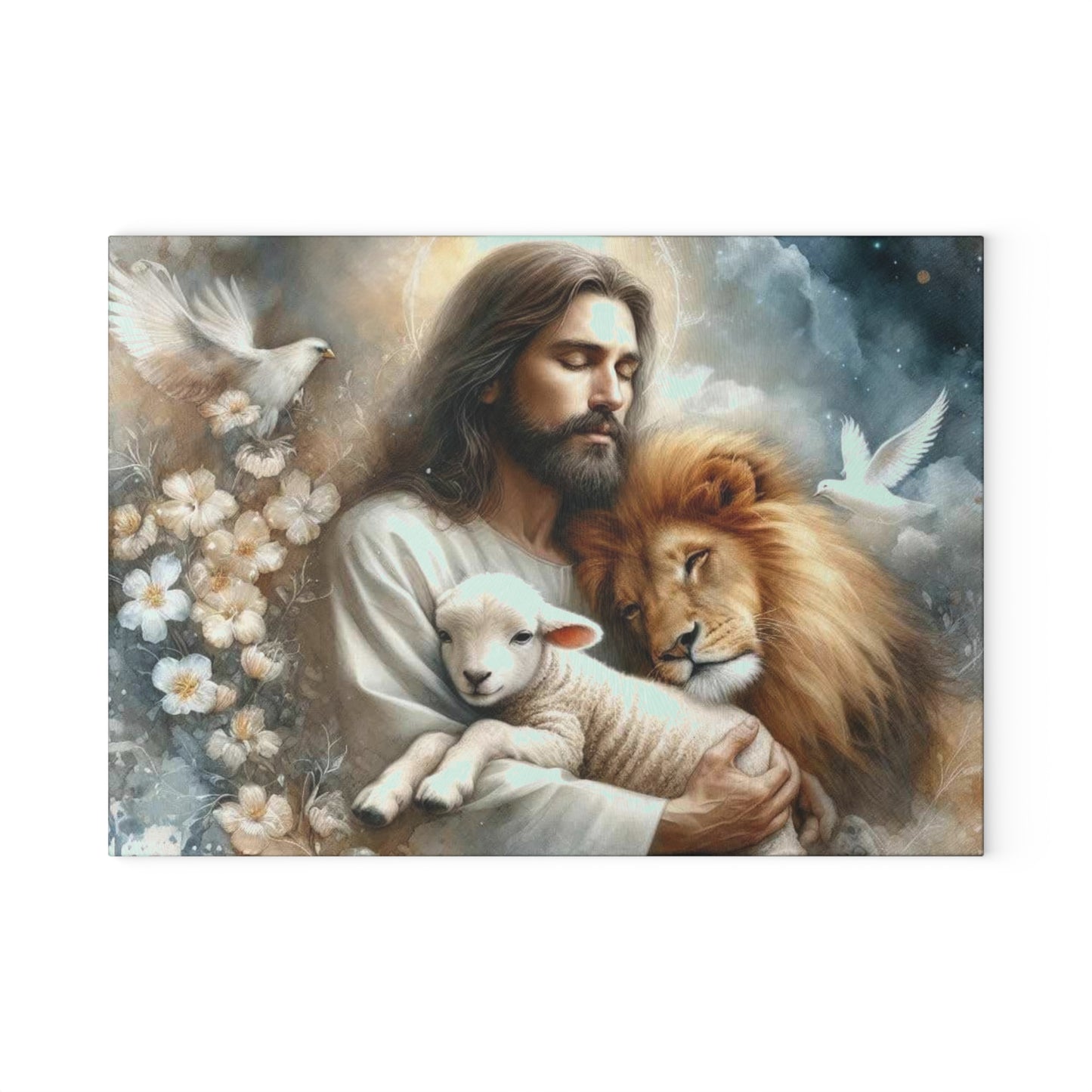 Tabla de cortar de Jesús, tabla de cortar de vidrio templado, tabla de charcutería, tabla de cortar, regalo de inauguración de la casa, tabla de cortar personalizada