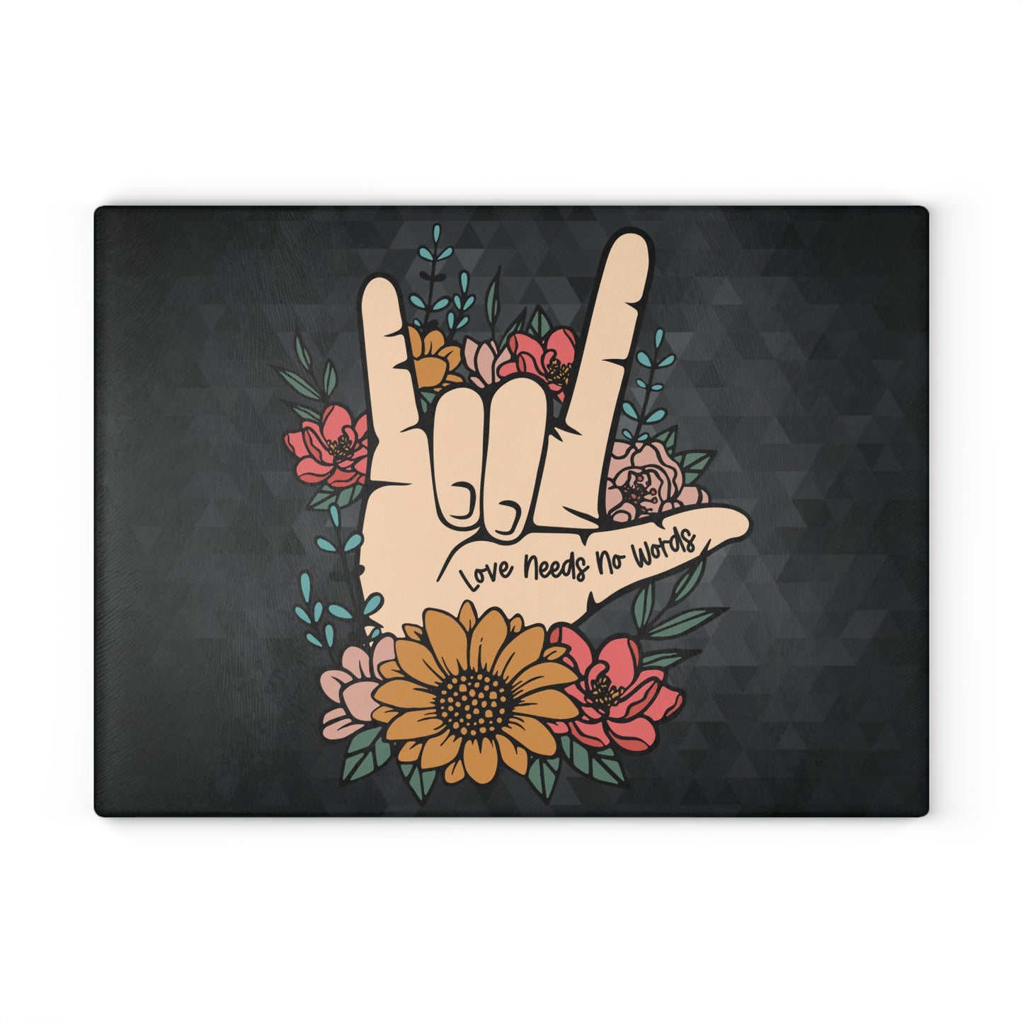 "I Love You Sign Language Tempered Glass Cutting Board & Display Piece"