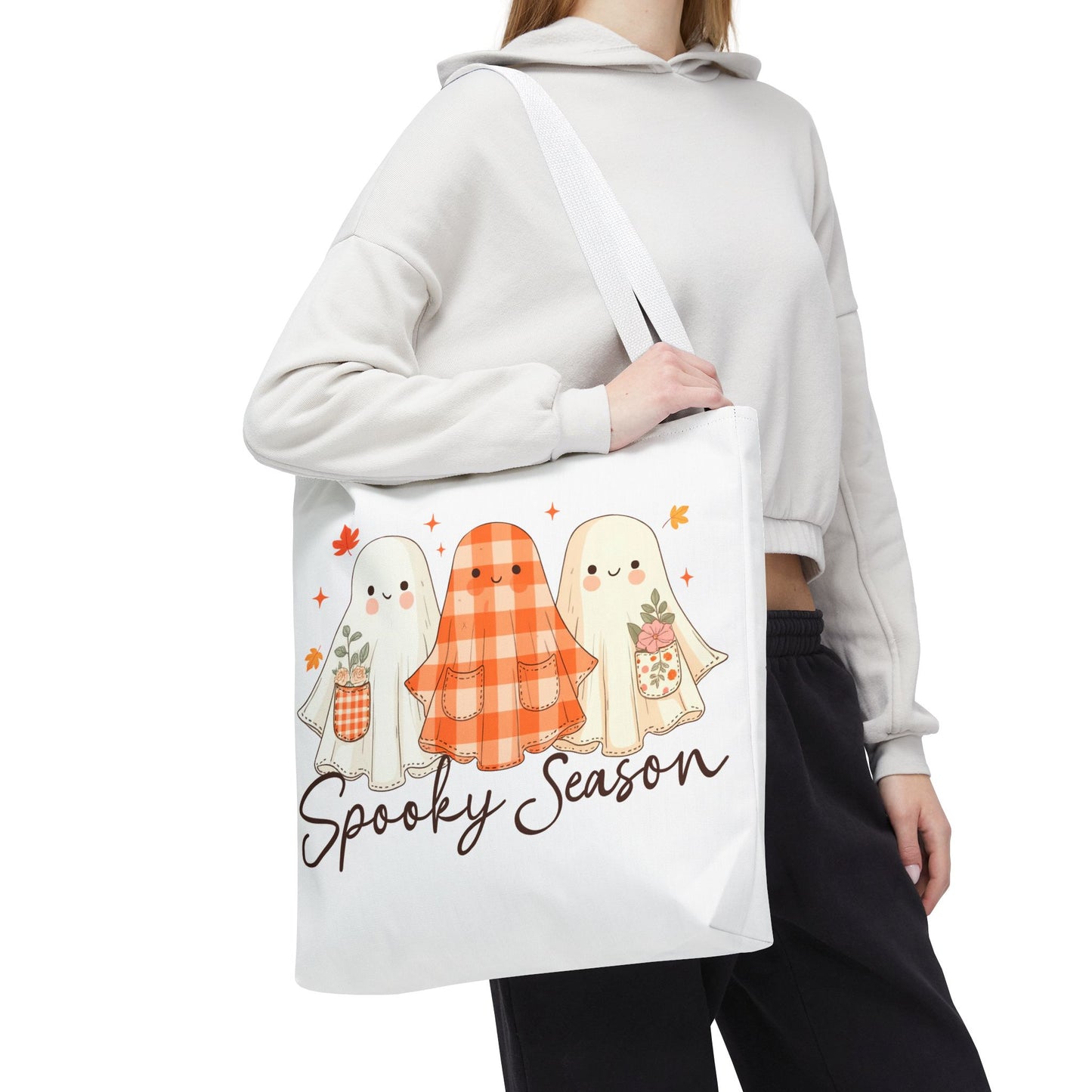 ๐ป Spooky Season Ghost Friends Tote Bag โ Cozy Fall Vibes with a Cute Twist ๐๐