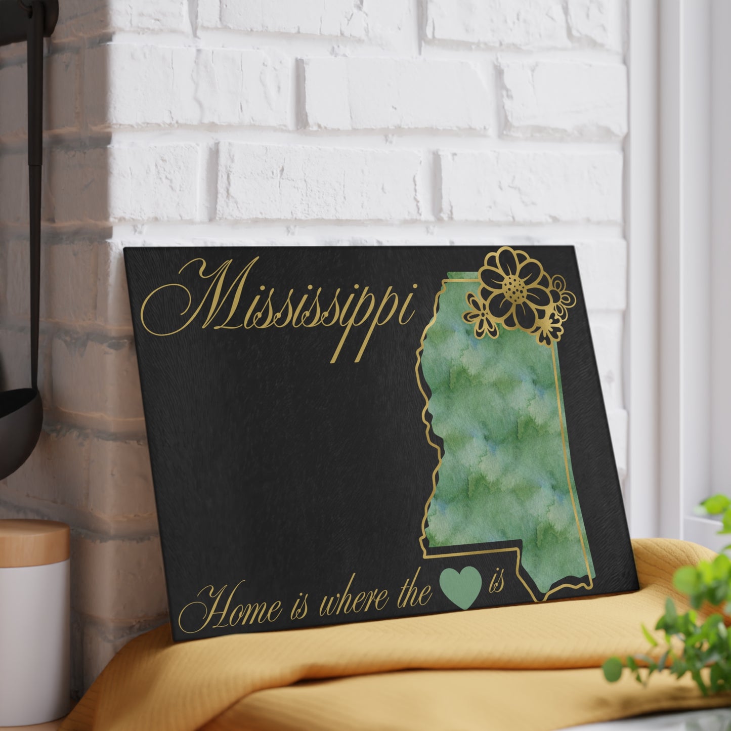 💚 Mississippi Floral Cutting Board – Southern Charm with Heartfelt Elegance 🌼