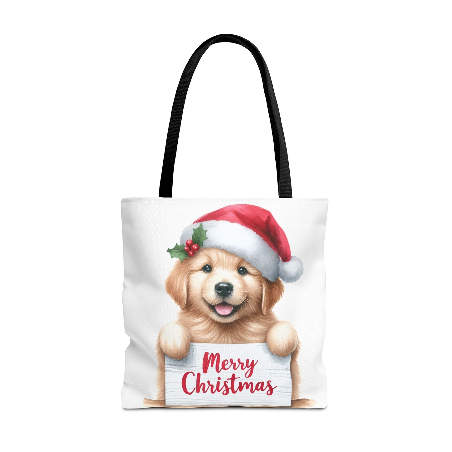 🐾 Golden Retriever “Merry Christmas” Tote Bag – Holiday Cheer in Every Carry 🎄