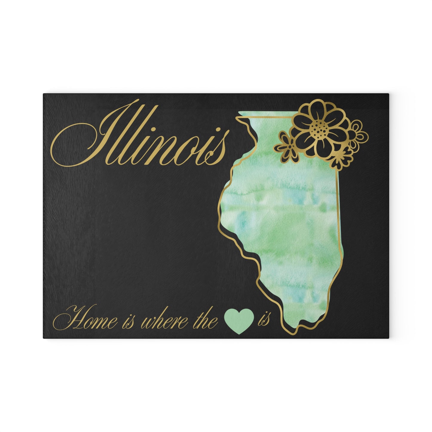 💚 Illinois State Cutting Board – Soft Watercolors & Midwest Heart