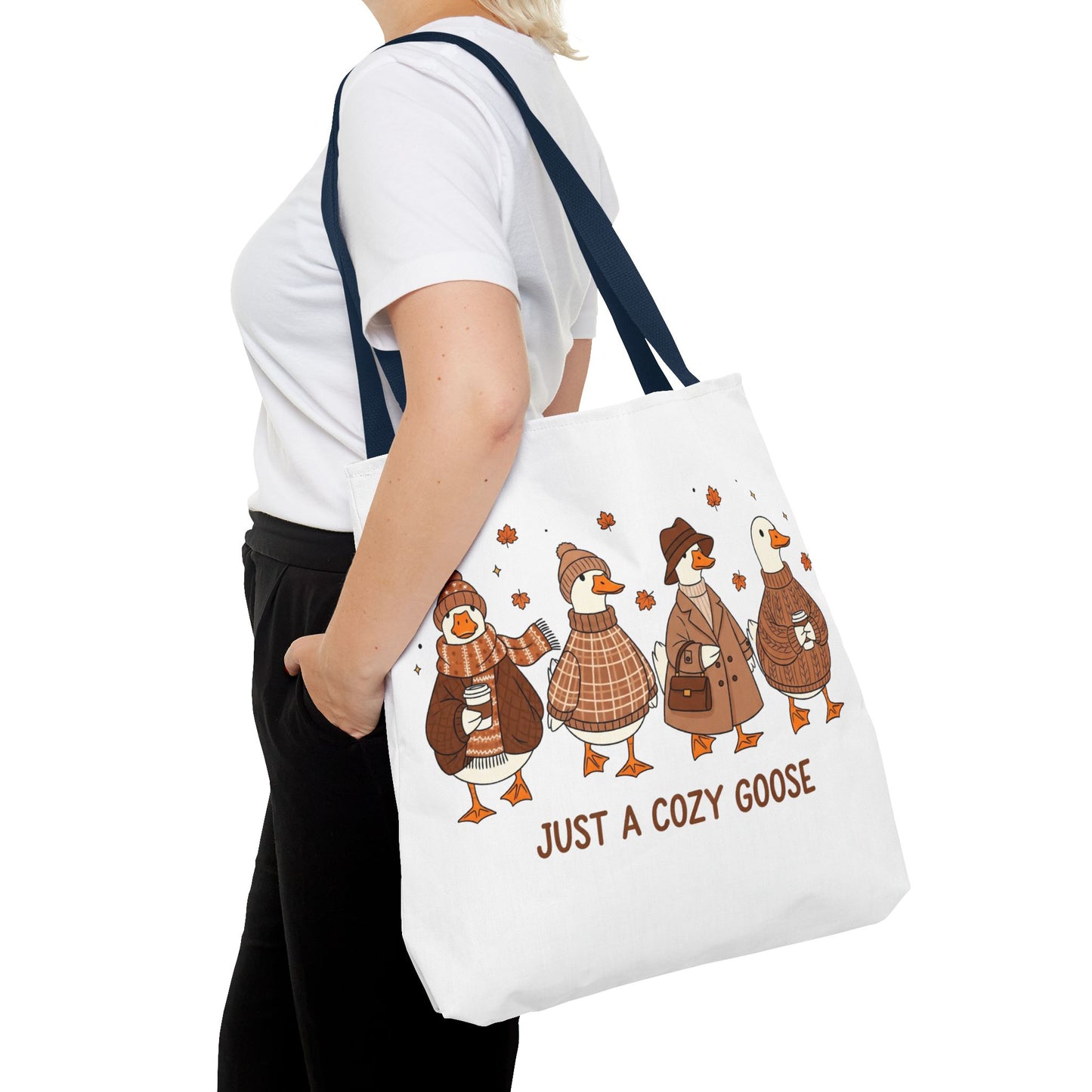 🪶 Just a Cozy Goose Tote Bag – Fall Fashion with Feathered Charm
