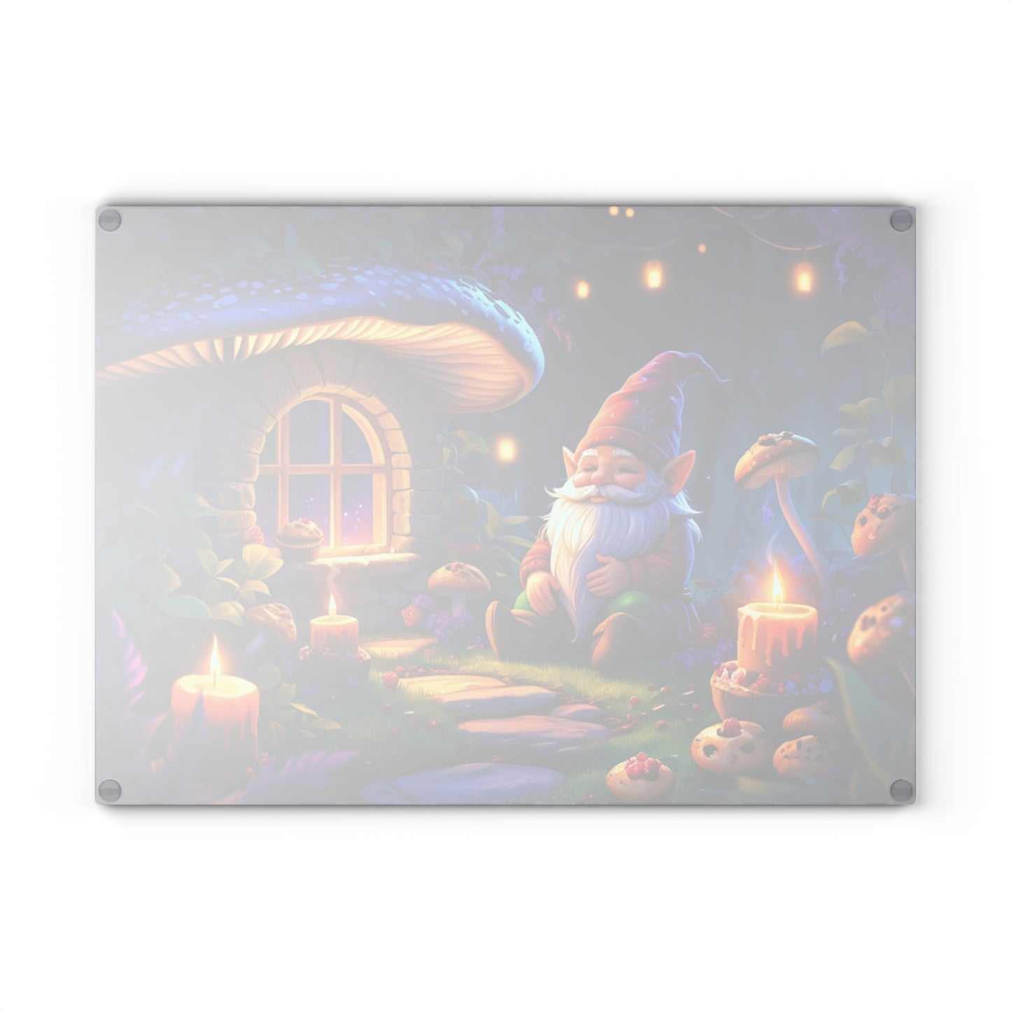 🍄✨ Whimsical Gnome Cottage Cutting Board – Enchanted Forest Charm for Your Kitchen