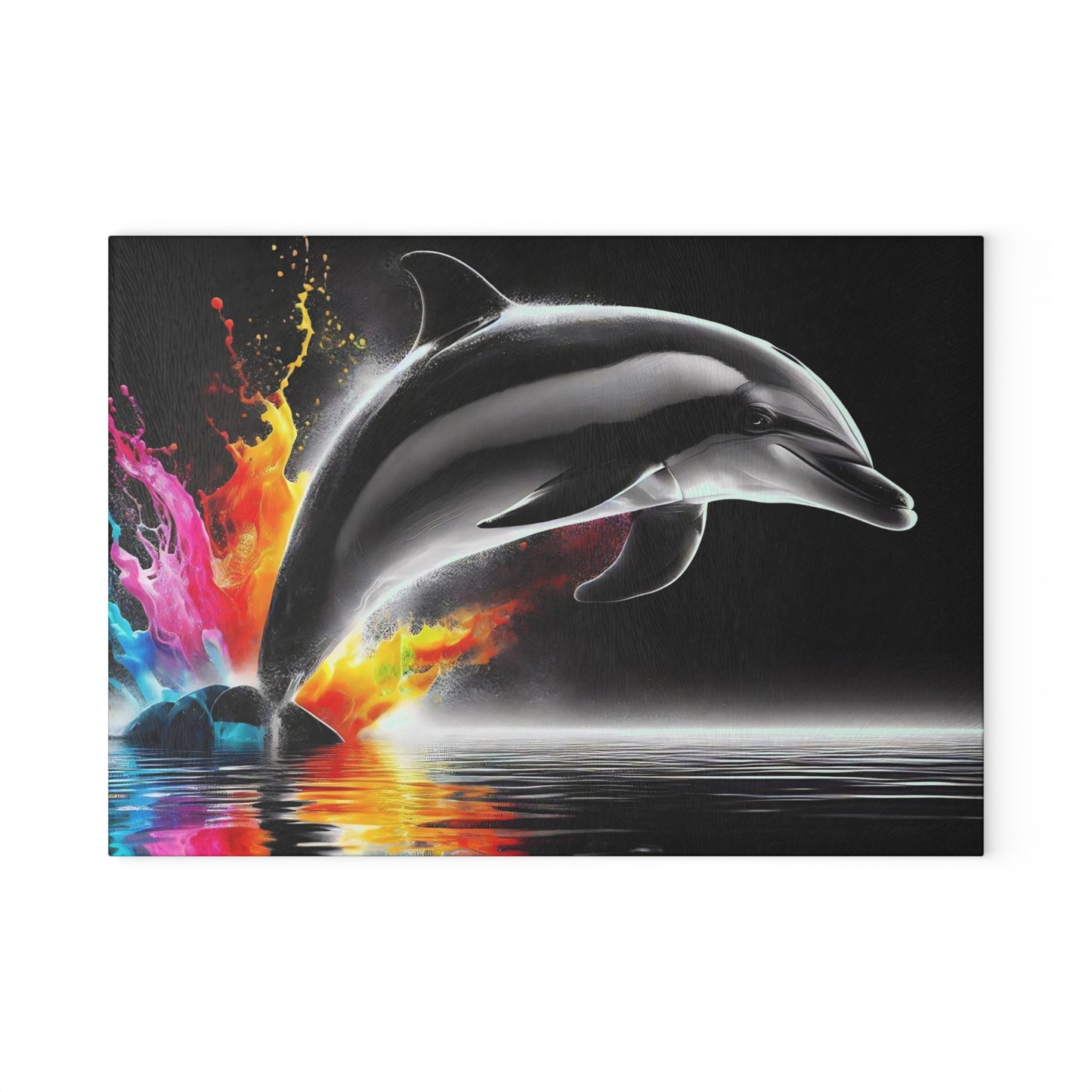 Tabla de cortar con diseño de delfín, vidrio templado con vibrantes escenas de delfines, regalo para chef, regalo para ella, regalo de boda o inauguración de la casa.