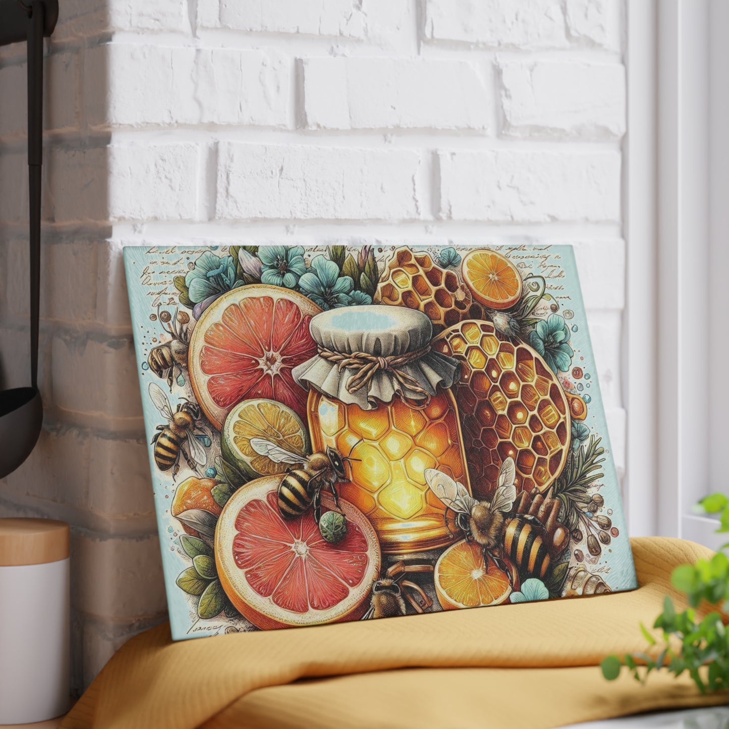 Tabla de cortar con forma de abeja, regalo de cocina, tabla inspirada en la naturaleza, tabla de vidrio templado, regalo para amantes de las abejas, cocina de granja, tabla de cortar rústica