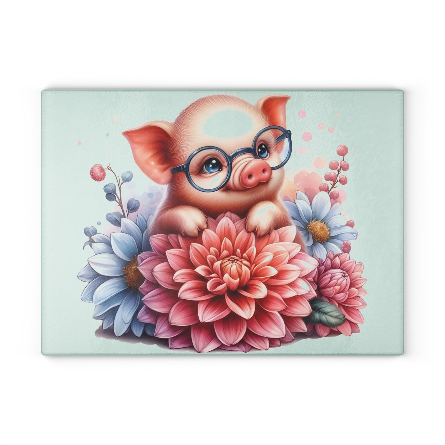 🐷🌸 Smart Piglet with Flowers Cutting Board – Adorable Farmhouse Charm for Your Kitchen 🌸🐷