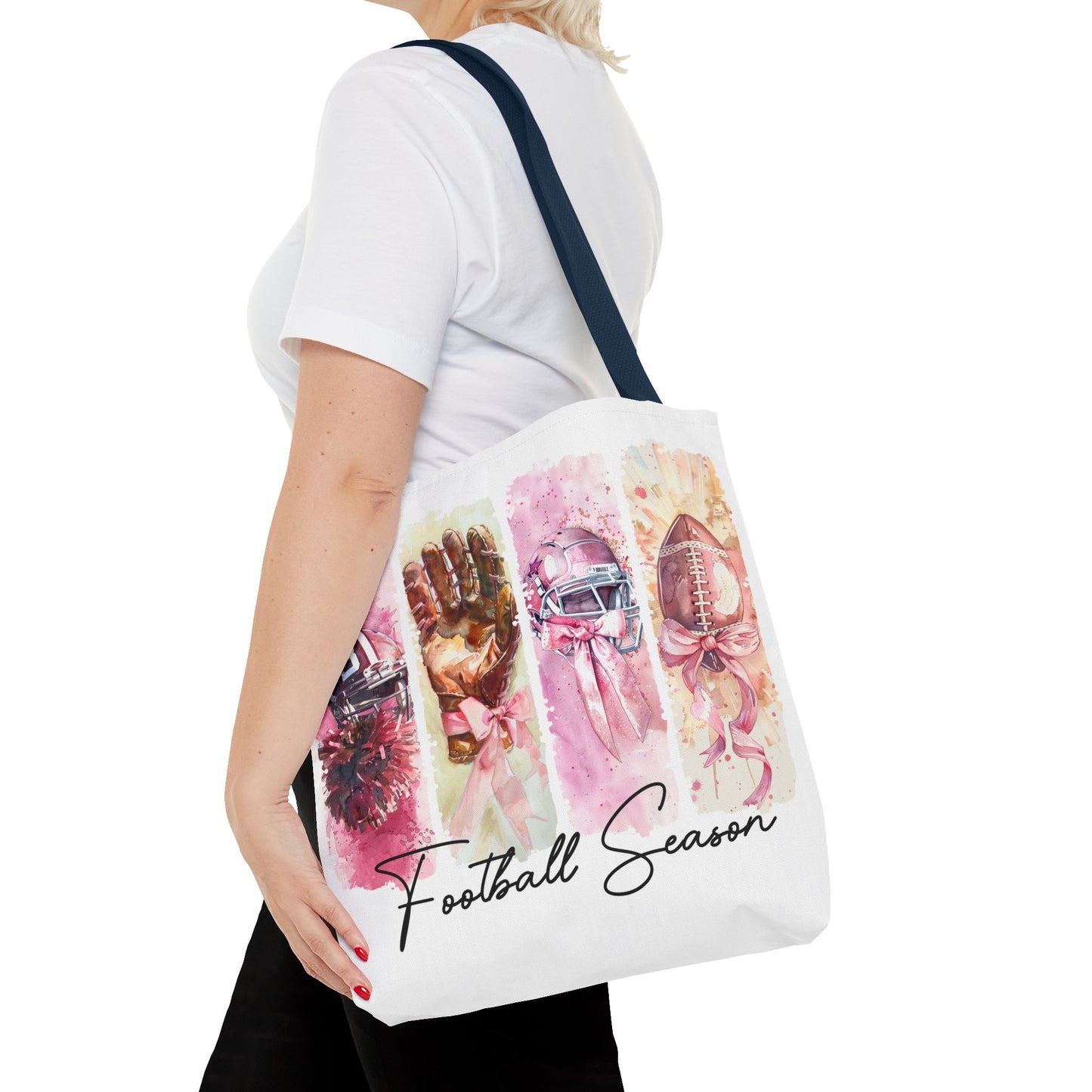 🏈 Game Day Pink Awareness Tote Bag – Sporty Style with a Purpose 🎀👜