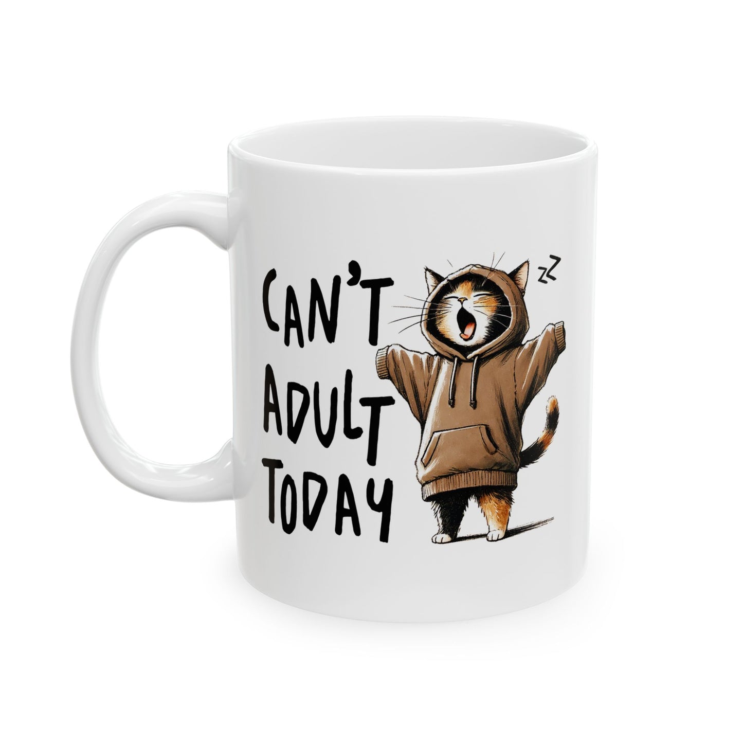 😸 Hoy no puedo ser adulto: divertida taza de café con capucha de gato para amantes de los gatos 🐾