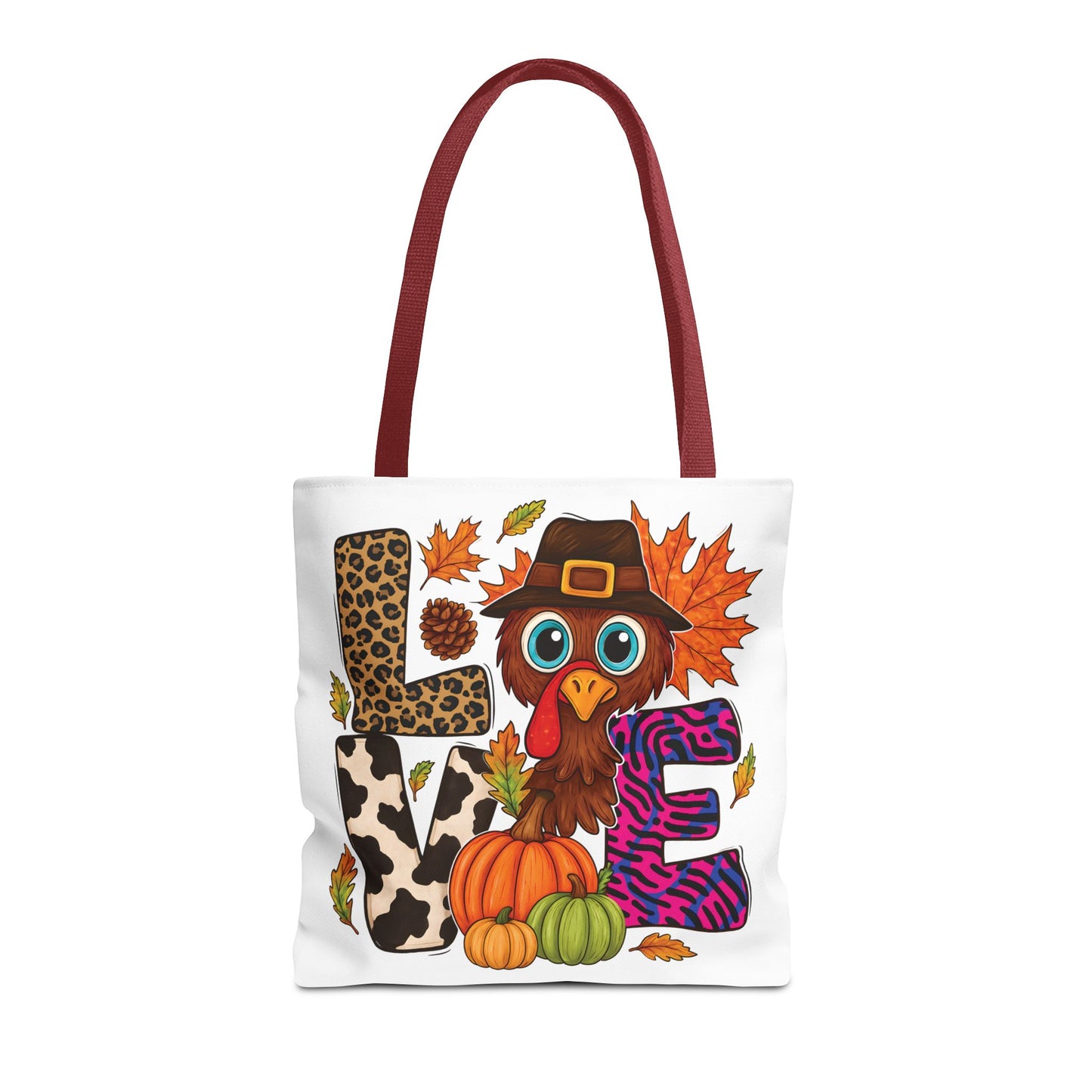 🦃 LOVE Turkey Tote Bag – Wild Prints, Big Eyes & Thanksgiving Fun 🎨