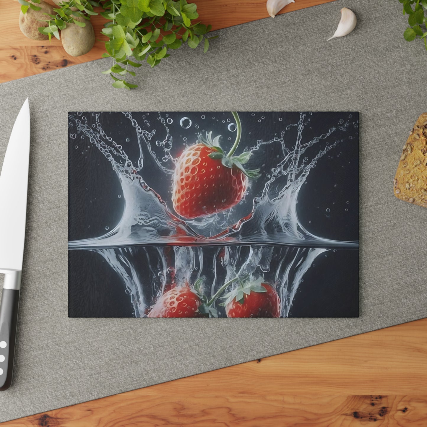 🍓 Strawberry Splash Glass Cutting Board – Bold Berry Pop for Your Kitchen