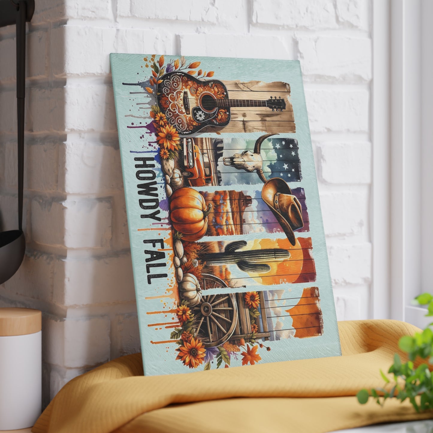 🍂🎸 Howdy Fall Cutting Board – Rustic Western Charm for Your Autumn Kitchen 🤠🌻