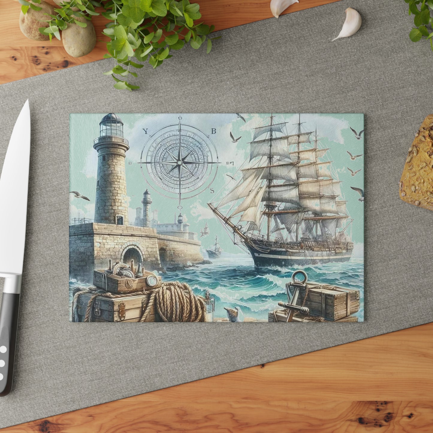 Tabla de cortar náutica, Decoración de cocina costera, Regalo para casa de playa, Decoración con temática oceánica, Elementos esenciales para casa de playa, Decoración inspirada en el océano, Regalo de playa único