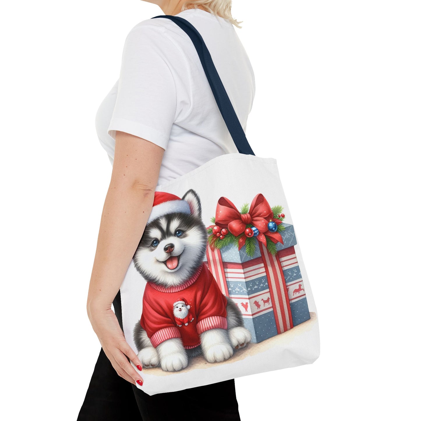 🎁 Christmas Husky Tote Bag – Festive Pup & Holiday Cheer in Every Carry 🎄