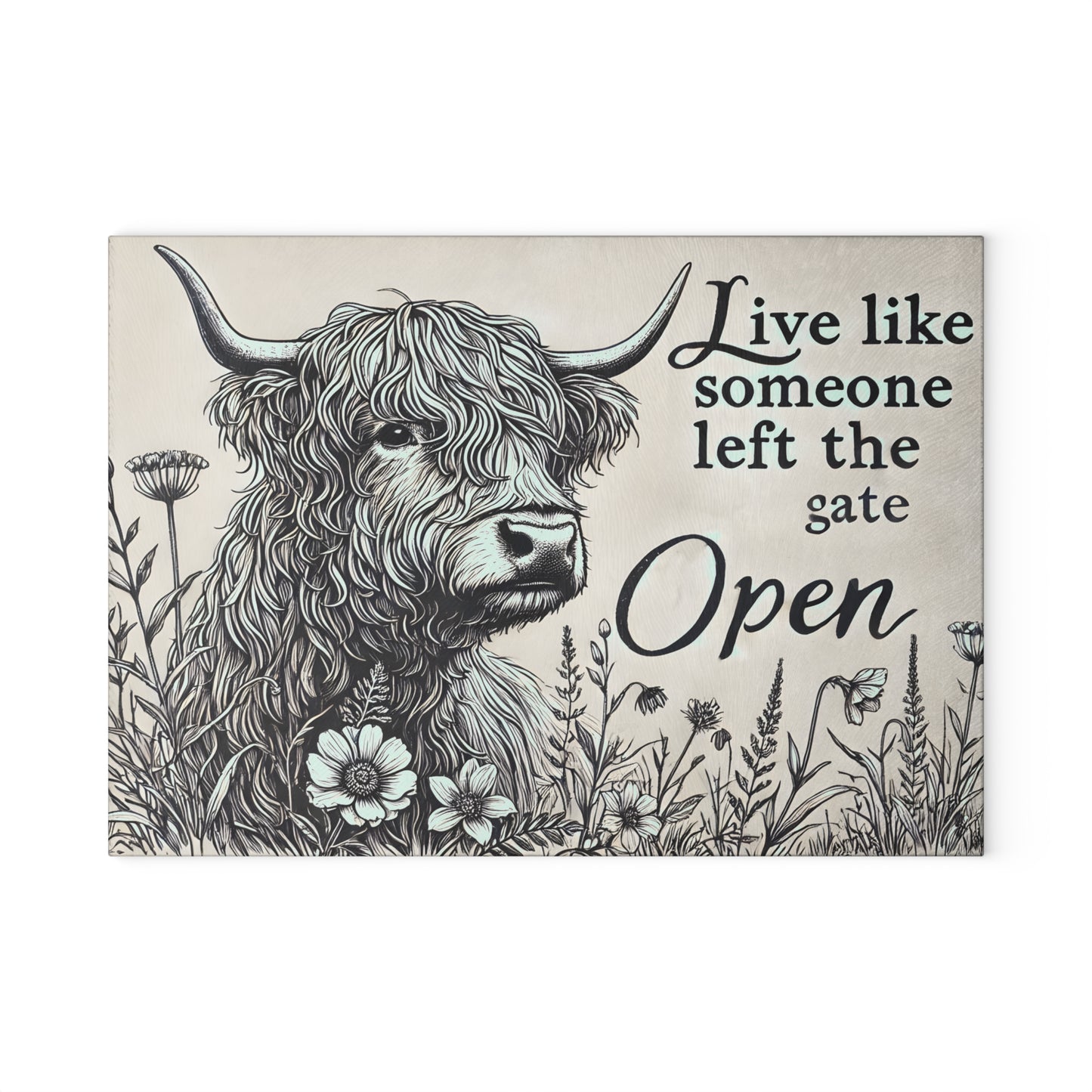 🖤 Highland Cow Sketch Cutting Board – Bold Simplicity & Free-Spirited Farmhouse Flair