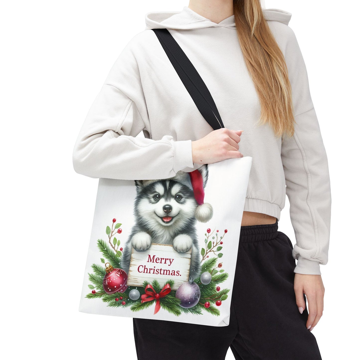 🎁 Husky “Merry Christmas” Tote Bag – Holiday Cuteness You Can Carry 🎄