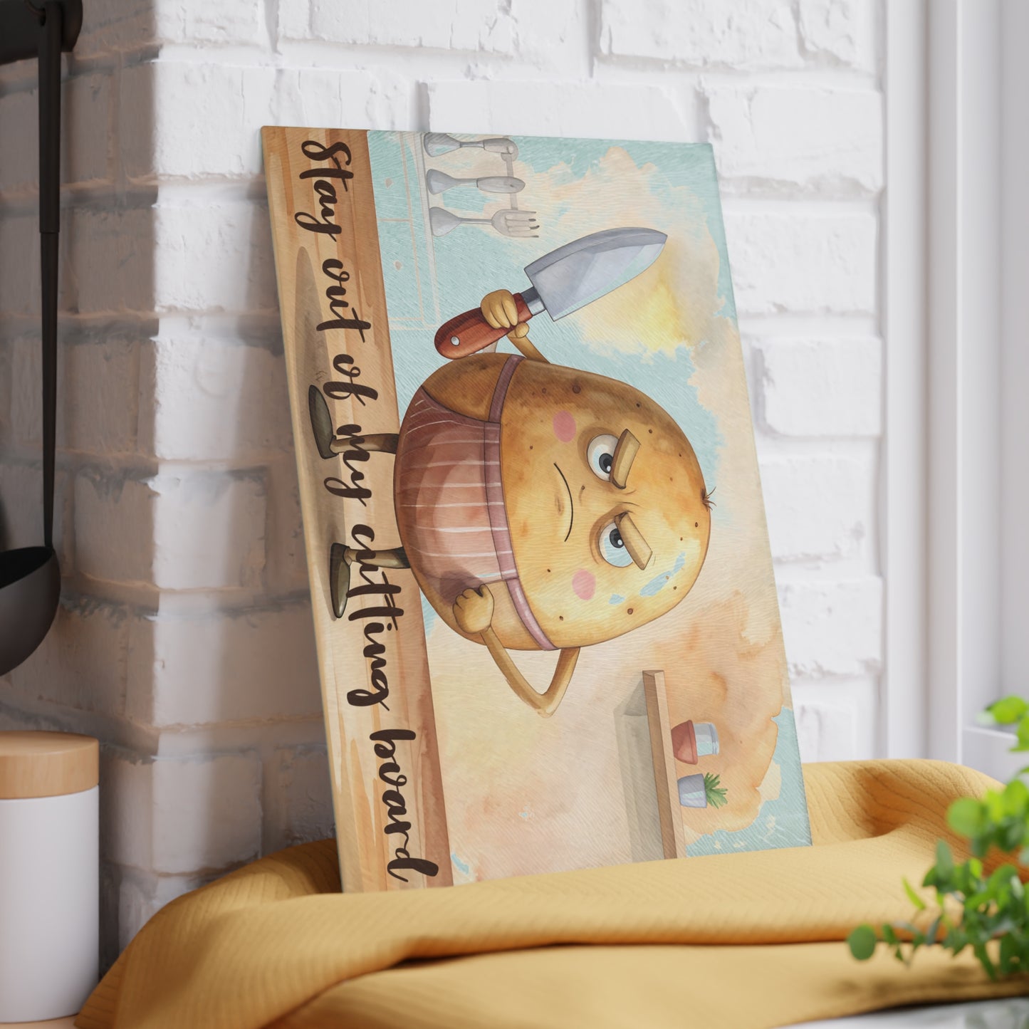 🥔 Stay Out of My Cutting Board – Funny Kitchen Humor for Your Home