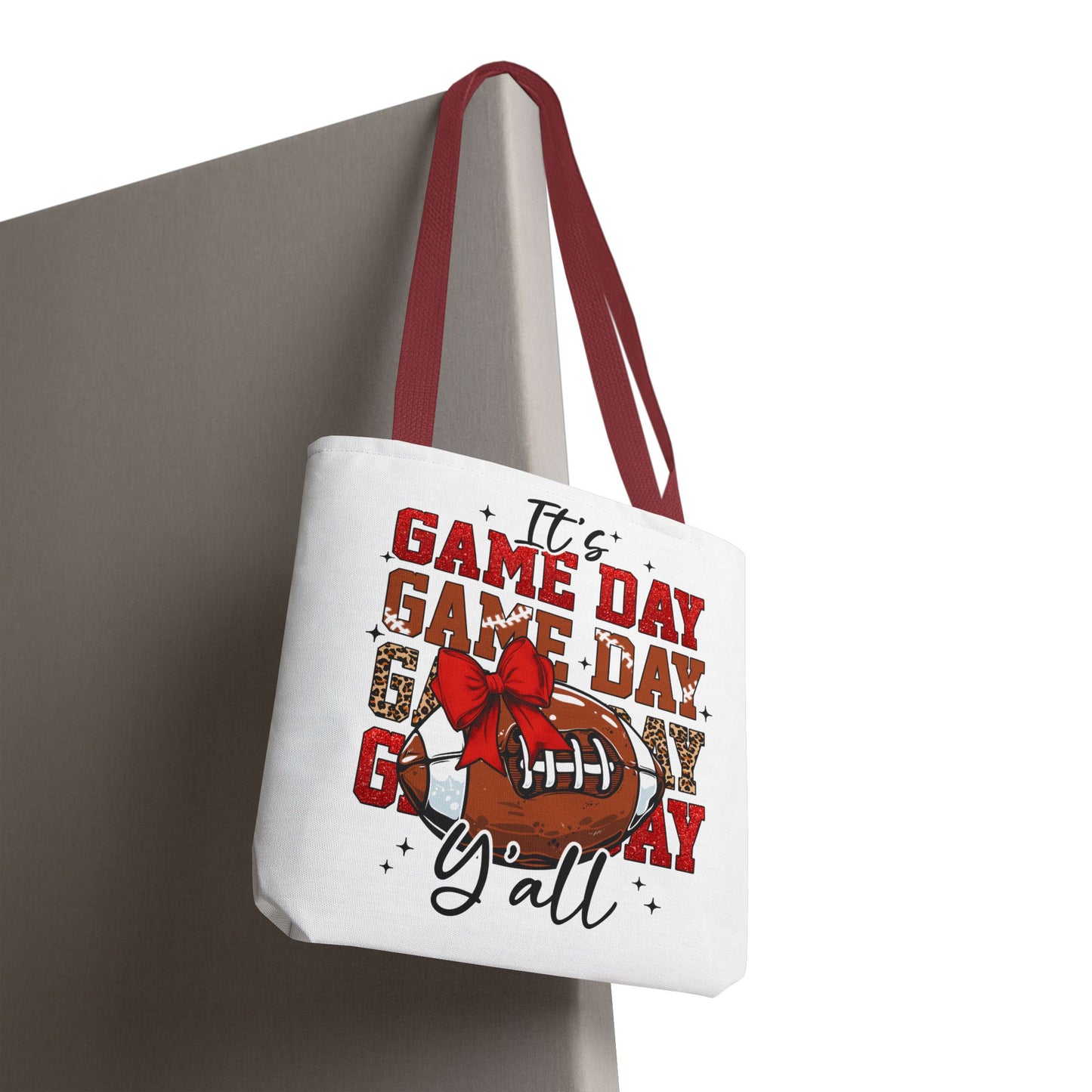 🏈 Game Day Red Bow Football Tote Bag – Sporty, Stylish, and Ready for Kickoff 🎀👜