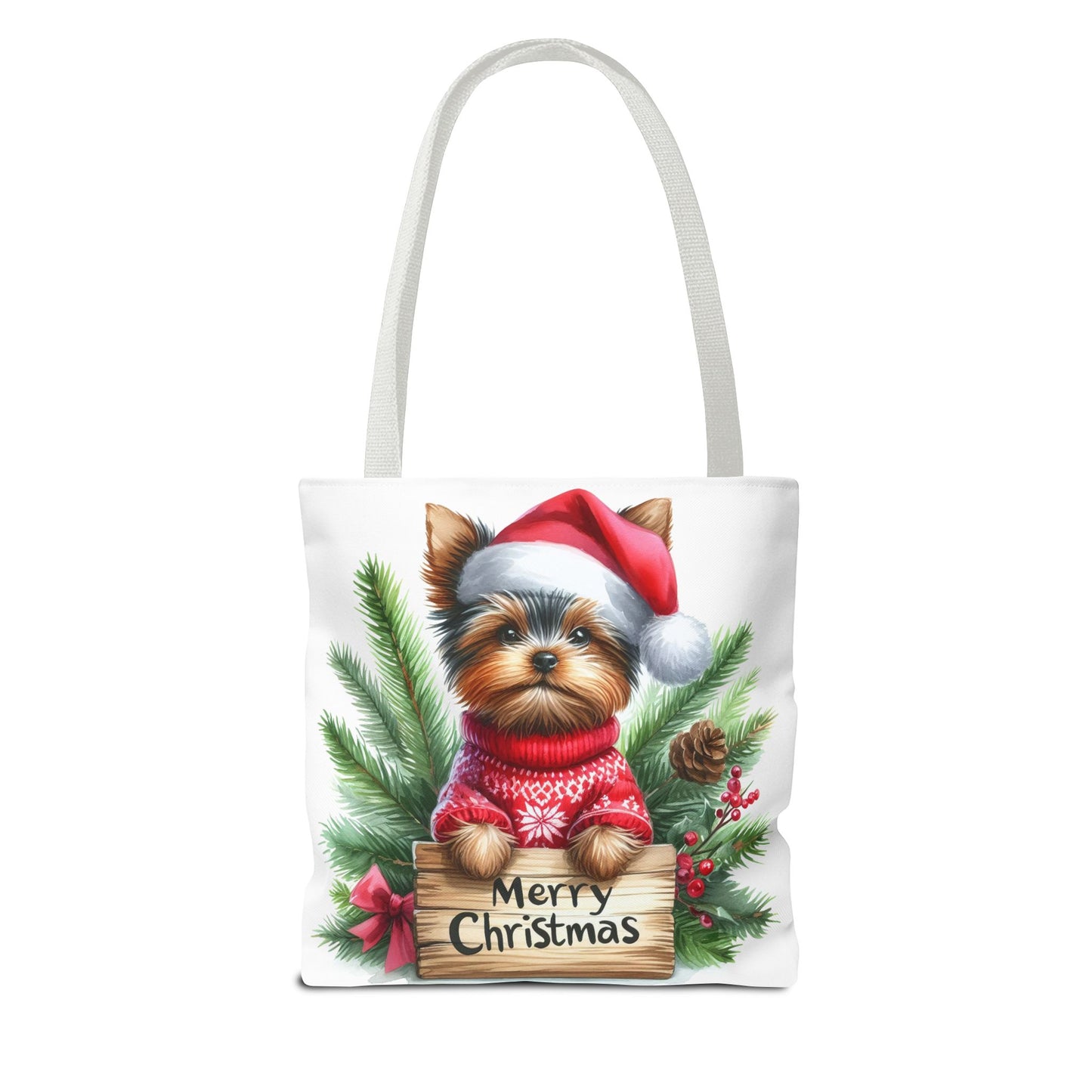 📦🐶 Yorkie Christmas Tote Bag – Tiny Terrier Holiday Charm in Every Carry 🎄