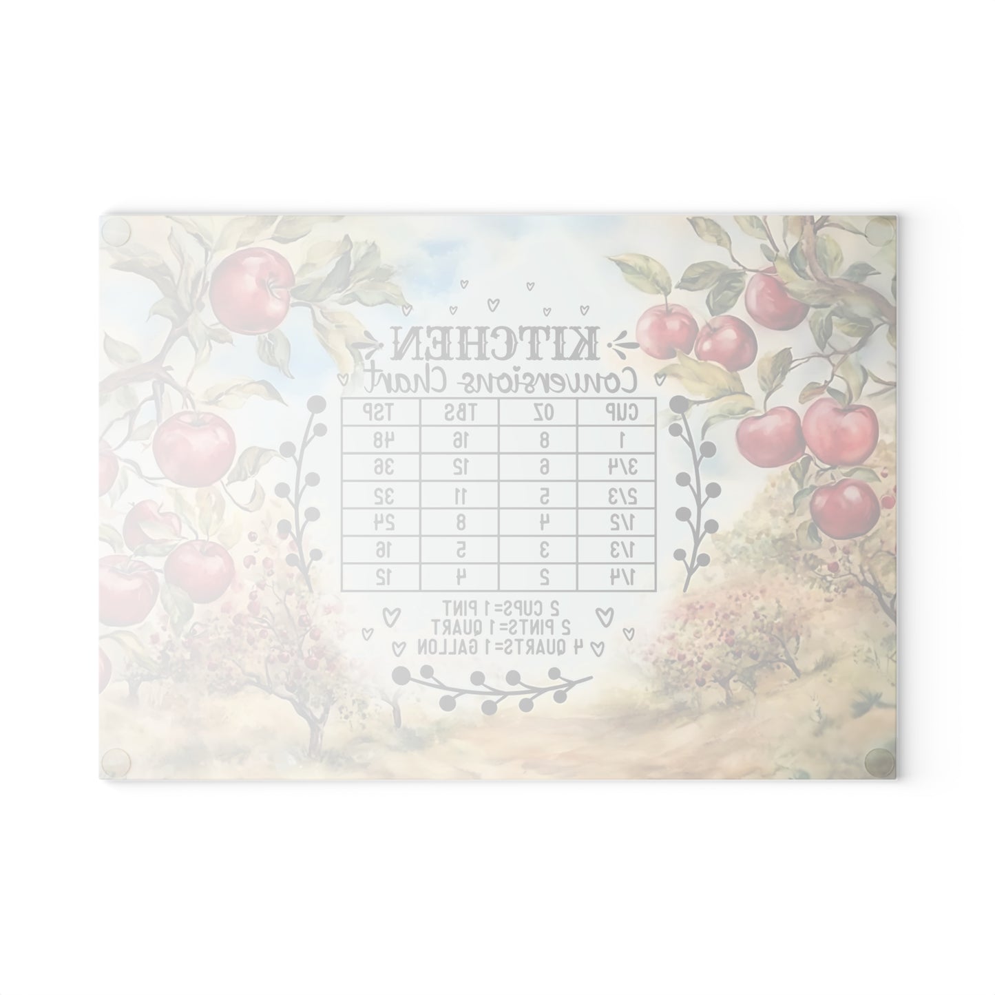 🍎📏 Apple Orchard Kitchen Conversions Cutting Board – Rustic Farmhouse Charm with Helpful Measurements 🌿🥧