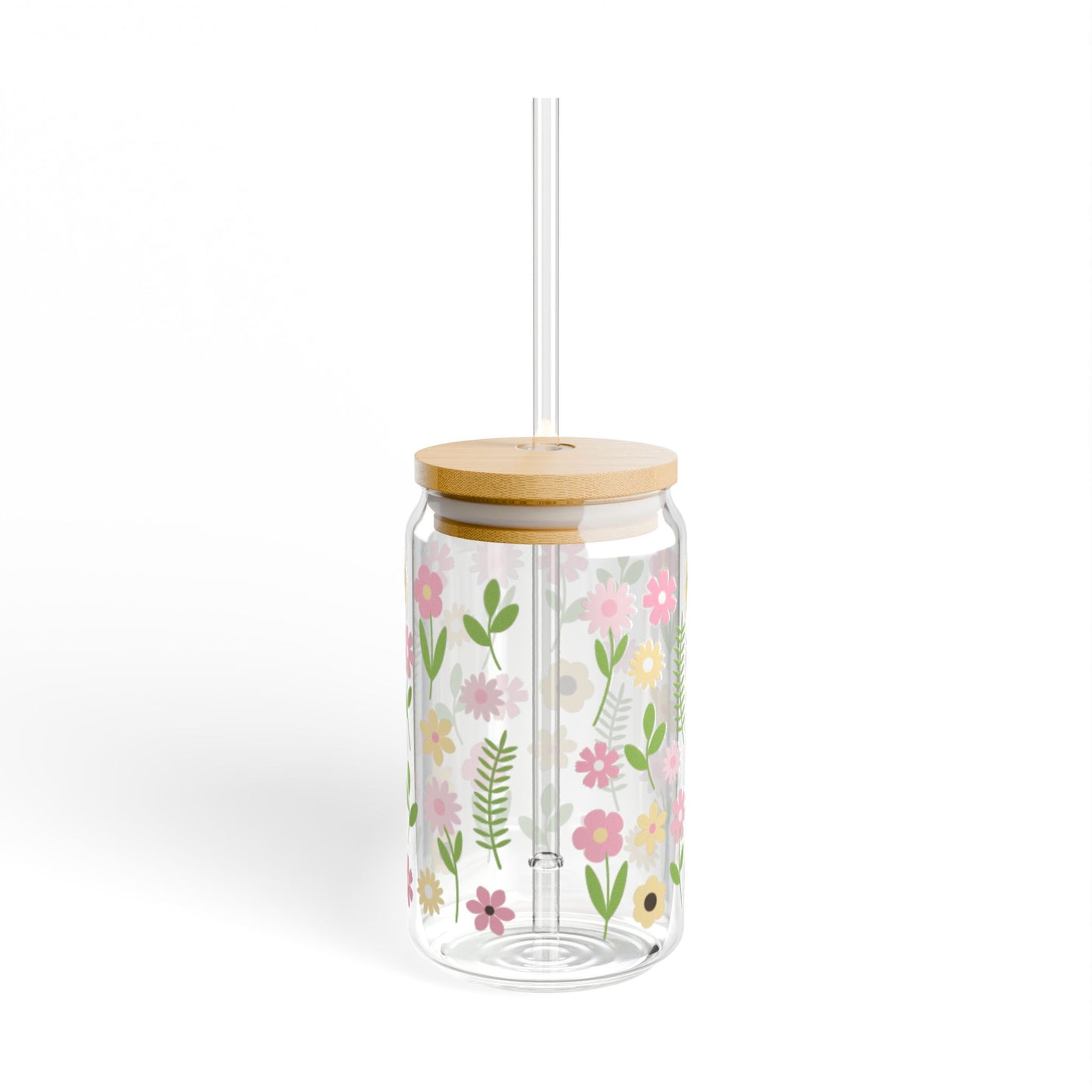 🌸🌼 Pastel Meadow Sipper Glass – 16oz Blooming Sips of Sunshine 🌞💐