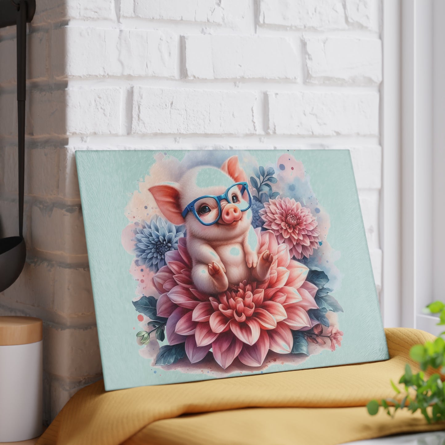 🐷🌸 Adorable Piglet with Glasses Cutting Board – Sweet Farmhouse Charm for Your Kitchen 🌸🐷