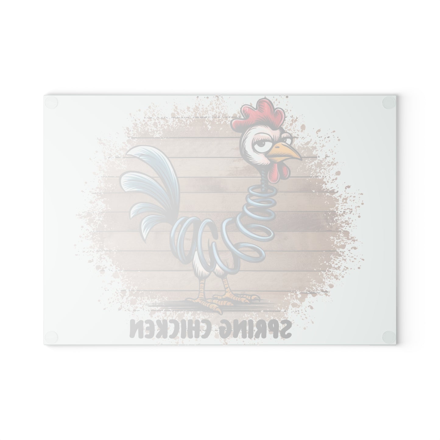 🐔🌀 POLLO DE PRIMAVERA – Tabla de cortar de vidrio con humor gruñón y encanto campestre 🌻🥄