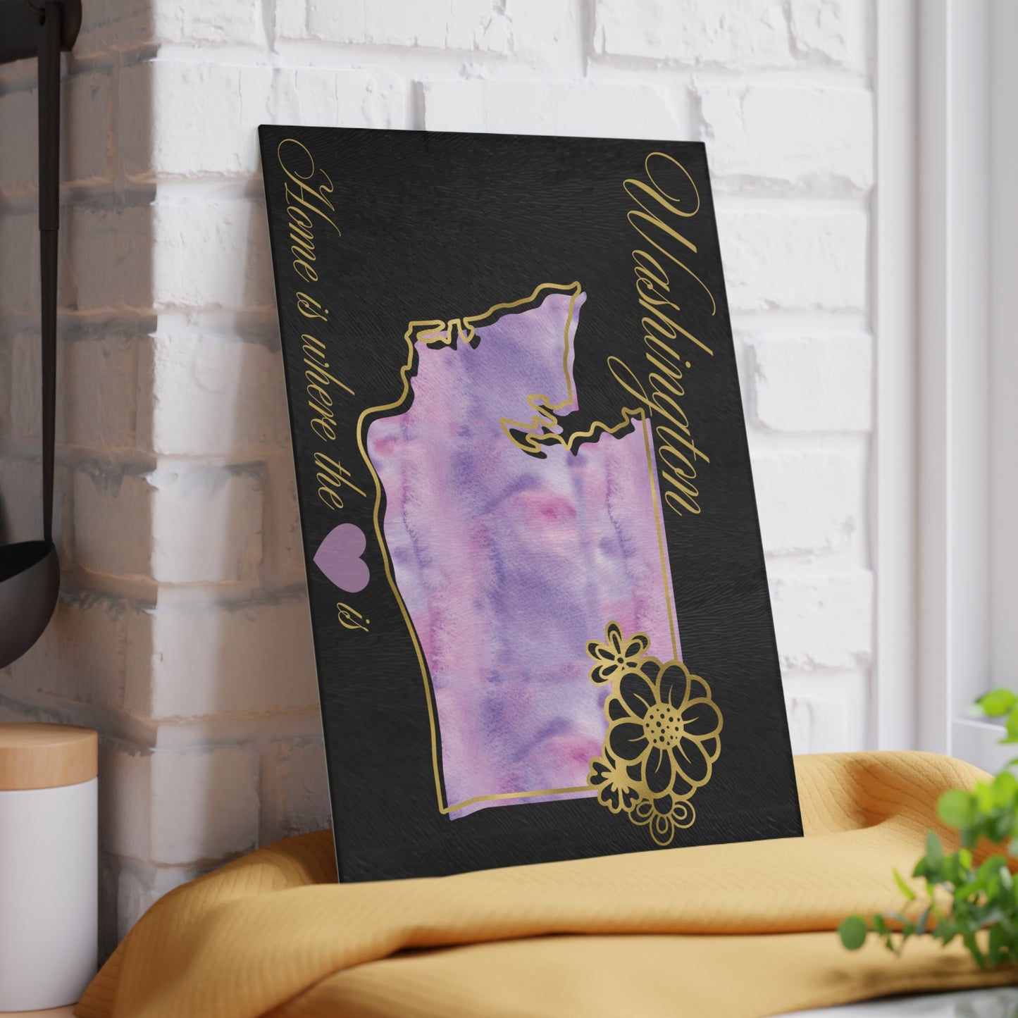 🌸 Washington Floral State Cutting Board – Lavender Mist & Golden Bloom Elegance 🌿