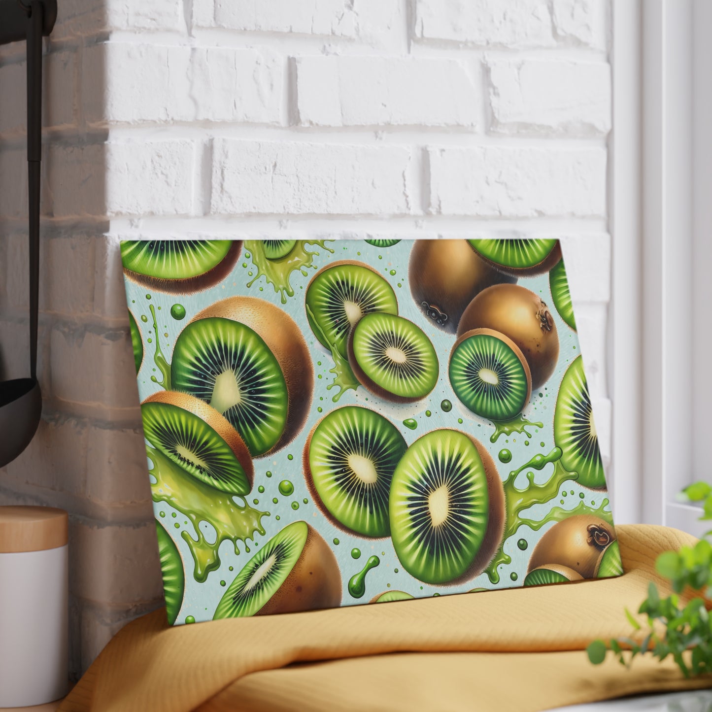 Tabla de cortar Kiwi Splash: Delicias verdes y picantes para tu cocina