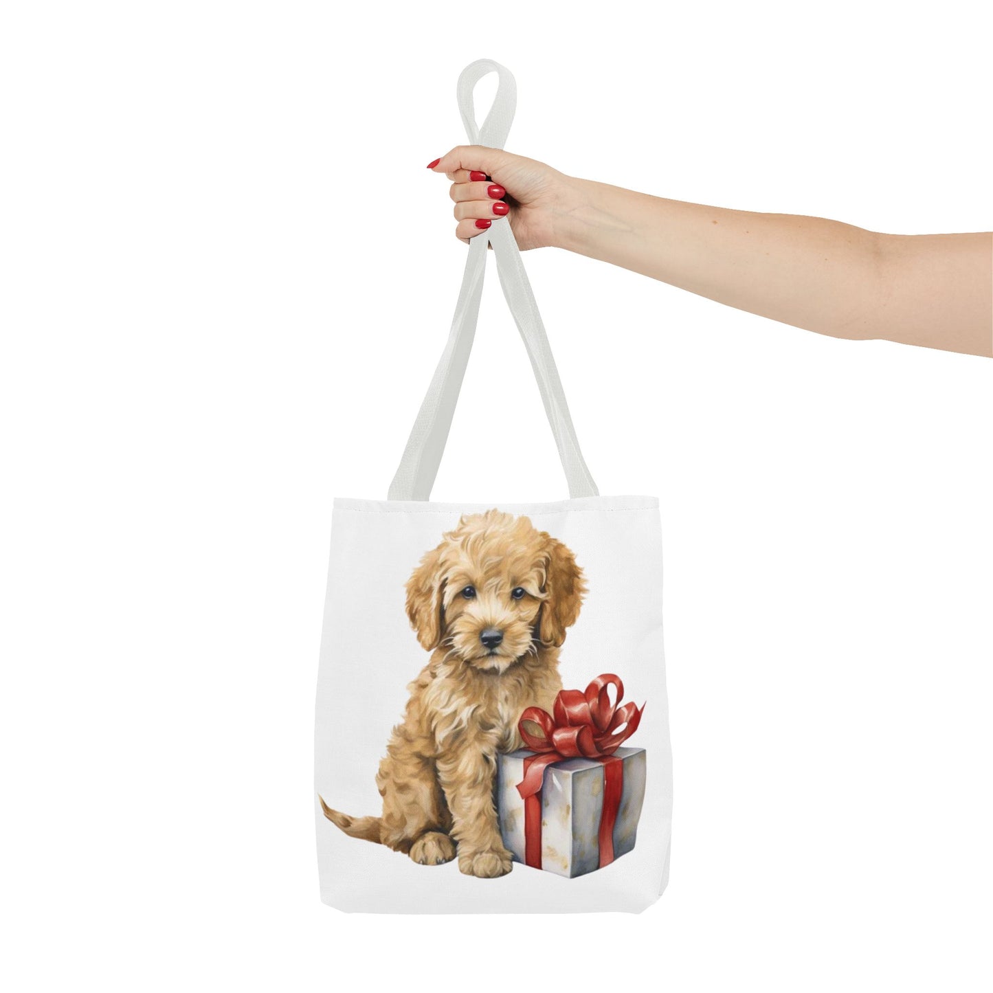 🎁 Goldendoodle Puppy Tote Bag – Sweet & Snuggly Holiday Charm for Dog Lovers 🐶