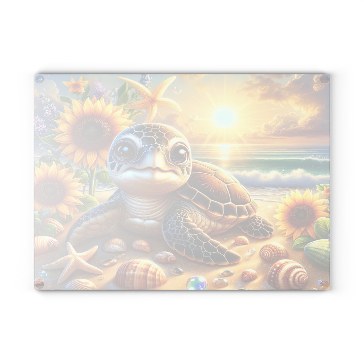 Tabla de cortar de playa con diseño de tortuga marina bebé: encanto soleado y fantasía costera para tu cocina