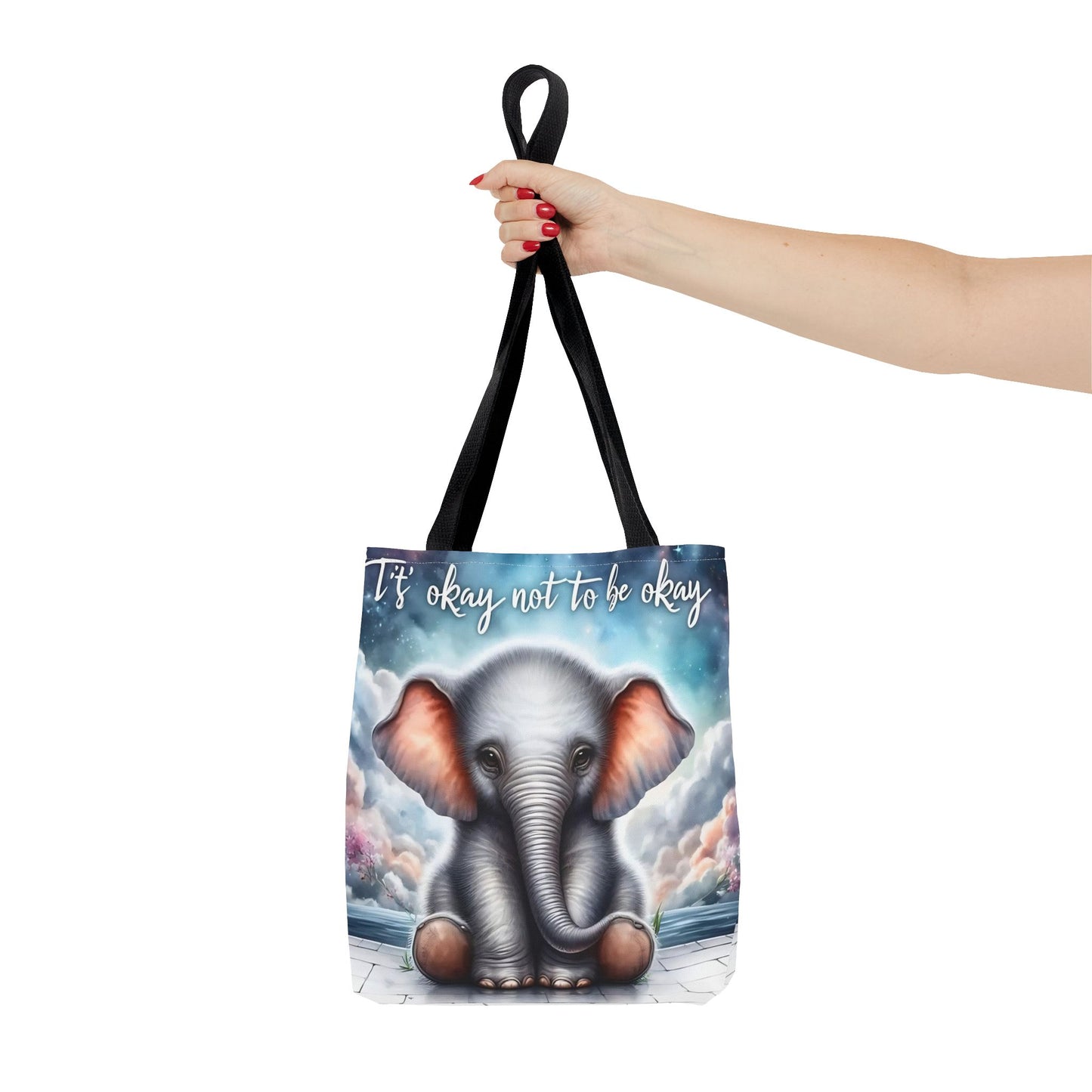 Bolsa de mano con elefante “Está bien no estar bien”: un suave recordatorio con un diseño delicado y caprichoso.