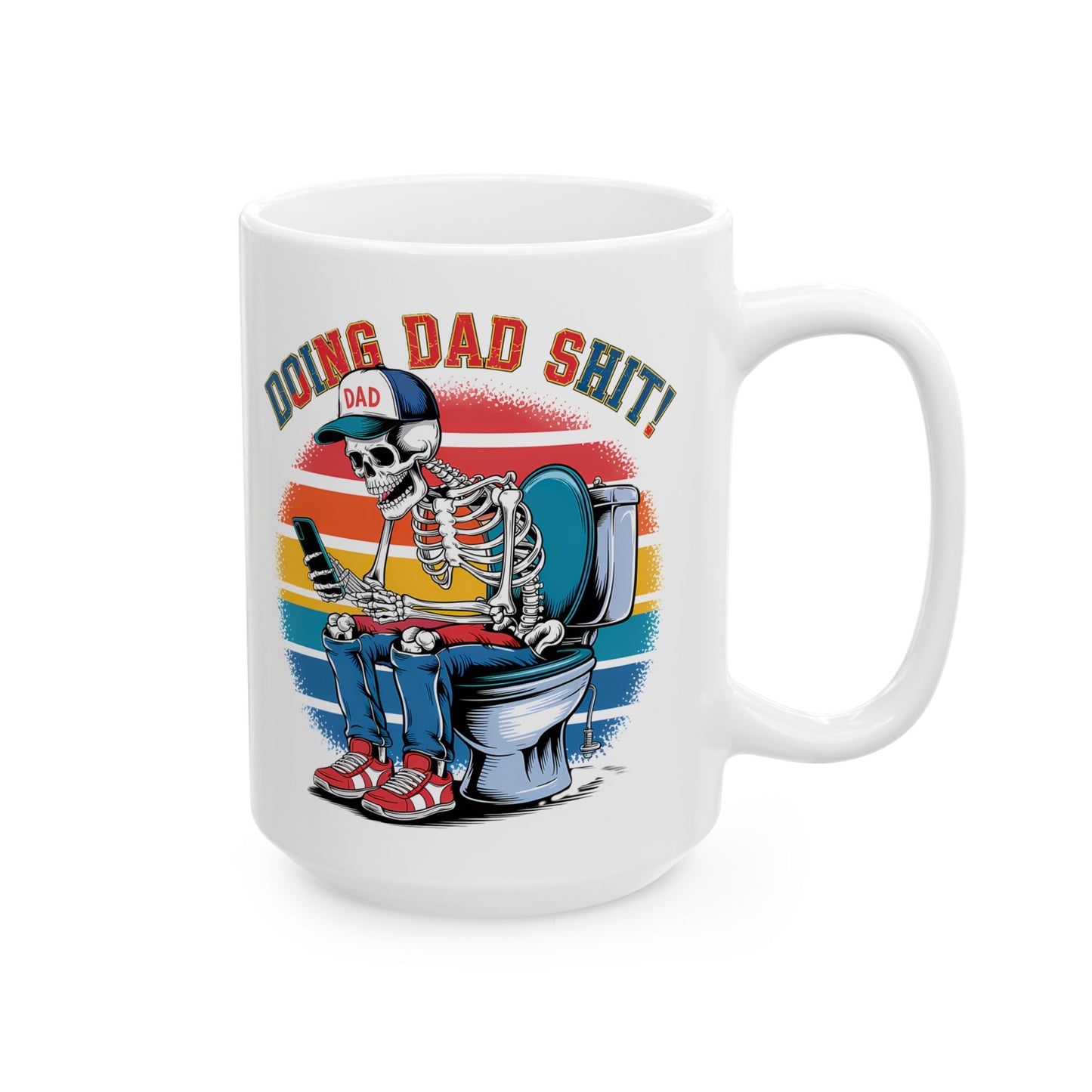 💀📱 HACIENDO MIERDA DE PAPÁ – Taza de Café Divertida de Papá Esqueleto (11 oz y 15 oz)
