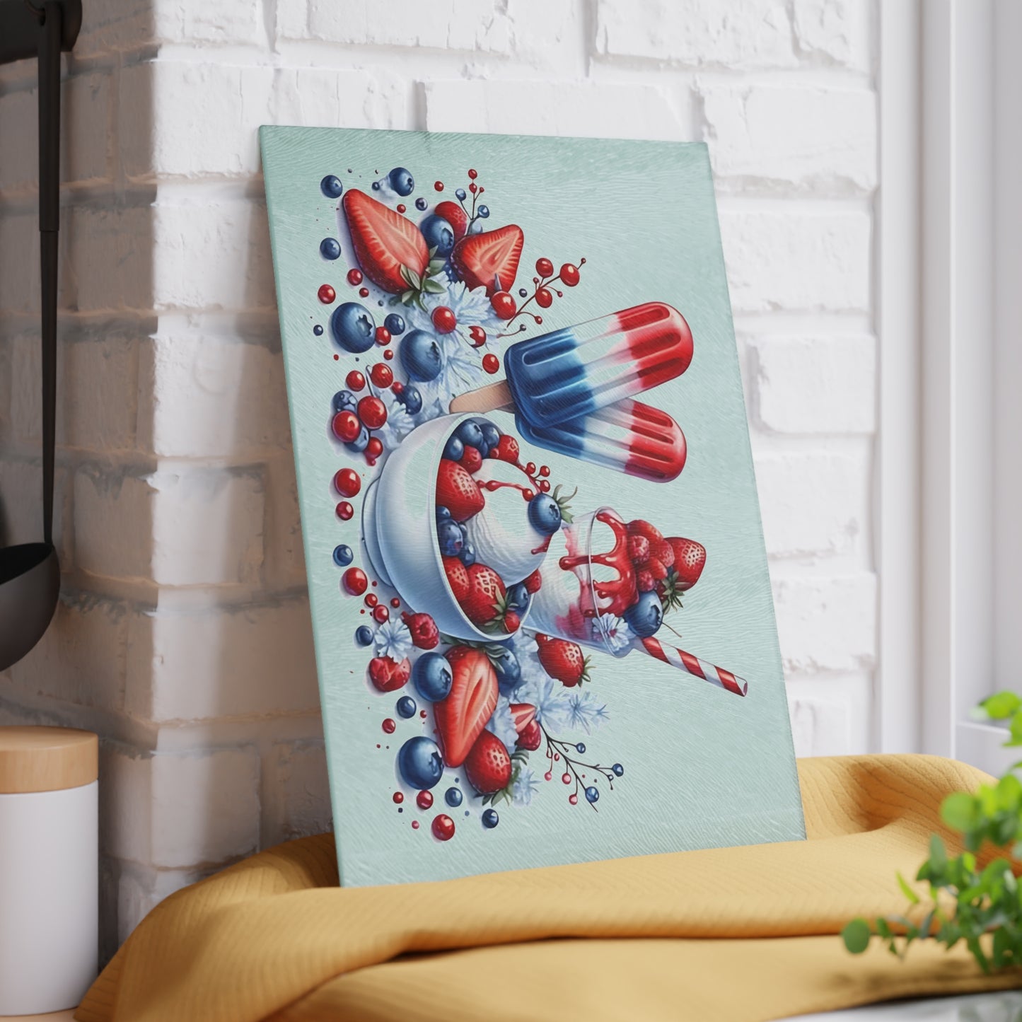 Tabla de cortar de vidrio para postres del 4 de julio: un dulce estilo patriótico para celebraciones de verano