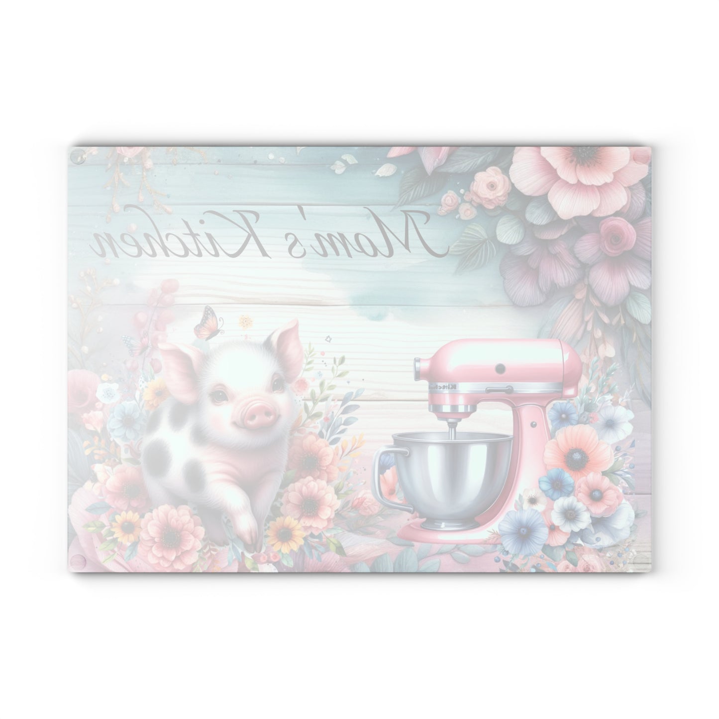 Tabla de cortar de cerdo, tabla de cortar personalizada, decoración con nombre personalizado, cocina de mamá, decoración de granja, tabla de cortar de vidrio, regalo para amantes de los cerdos,