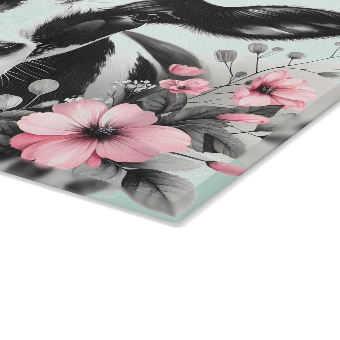 🐄 Blush & Bold Cow Cutting Board – Elegant Florals Meet Farmhouse Chic