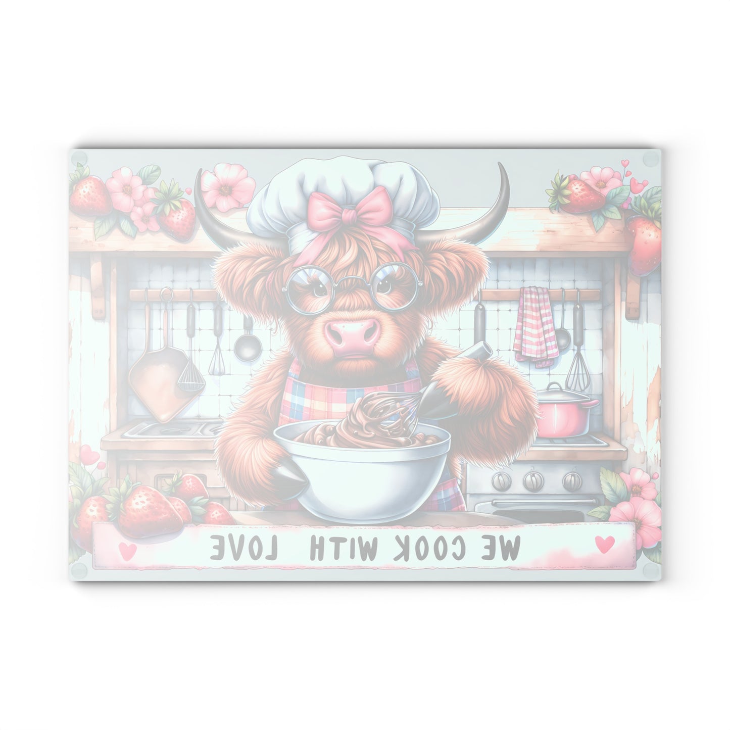 🐮 We Cook With Love Cutting Board – Whisking Up Sweetness & Farmhouse Charm